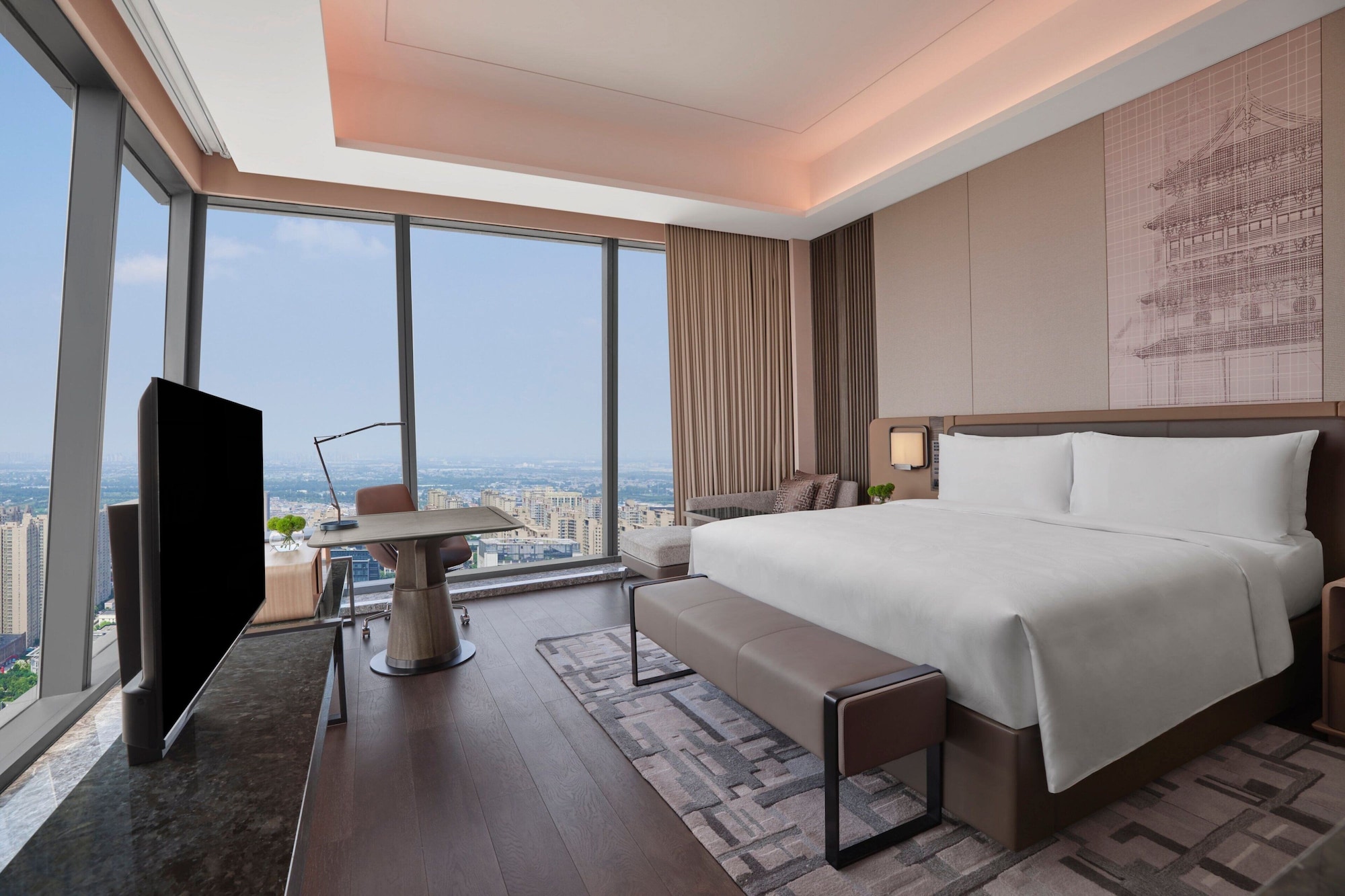 غرفة بانورامية بسرير كينج بإطلالة، JW Marriott Hotel Xi'an 3/5