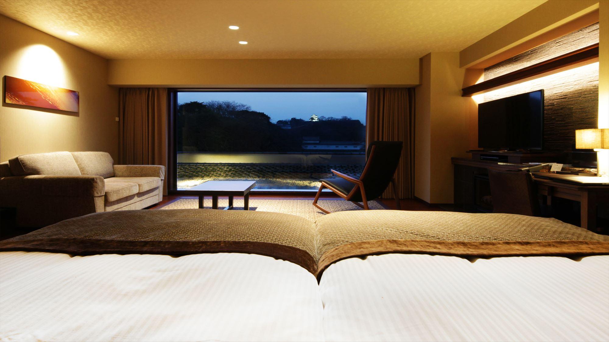 Superior, Suite, Twin Beds, Night View, Outdoor Bath