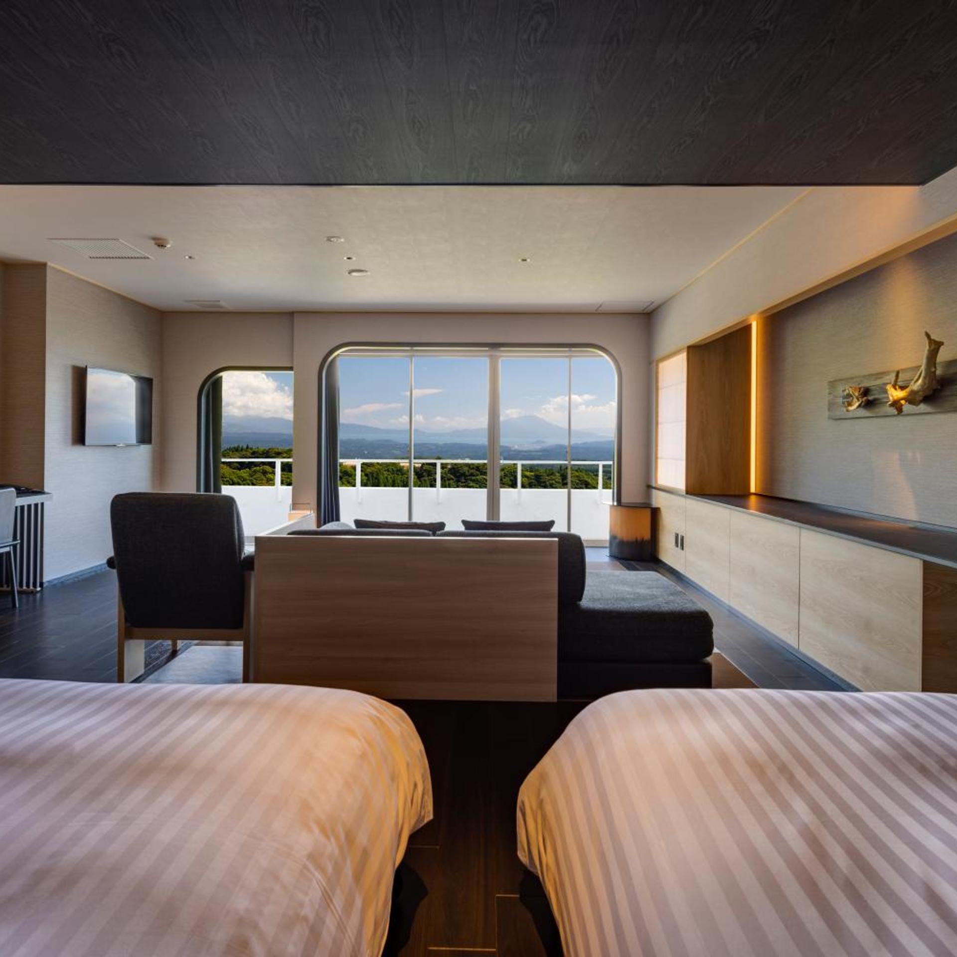 Premium, Deluxe, Twin Beds, Semi Outdoor Bath, Top Floor