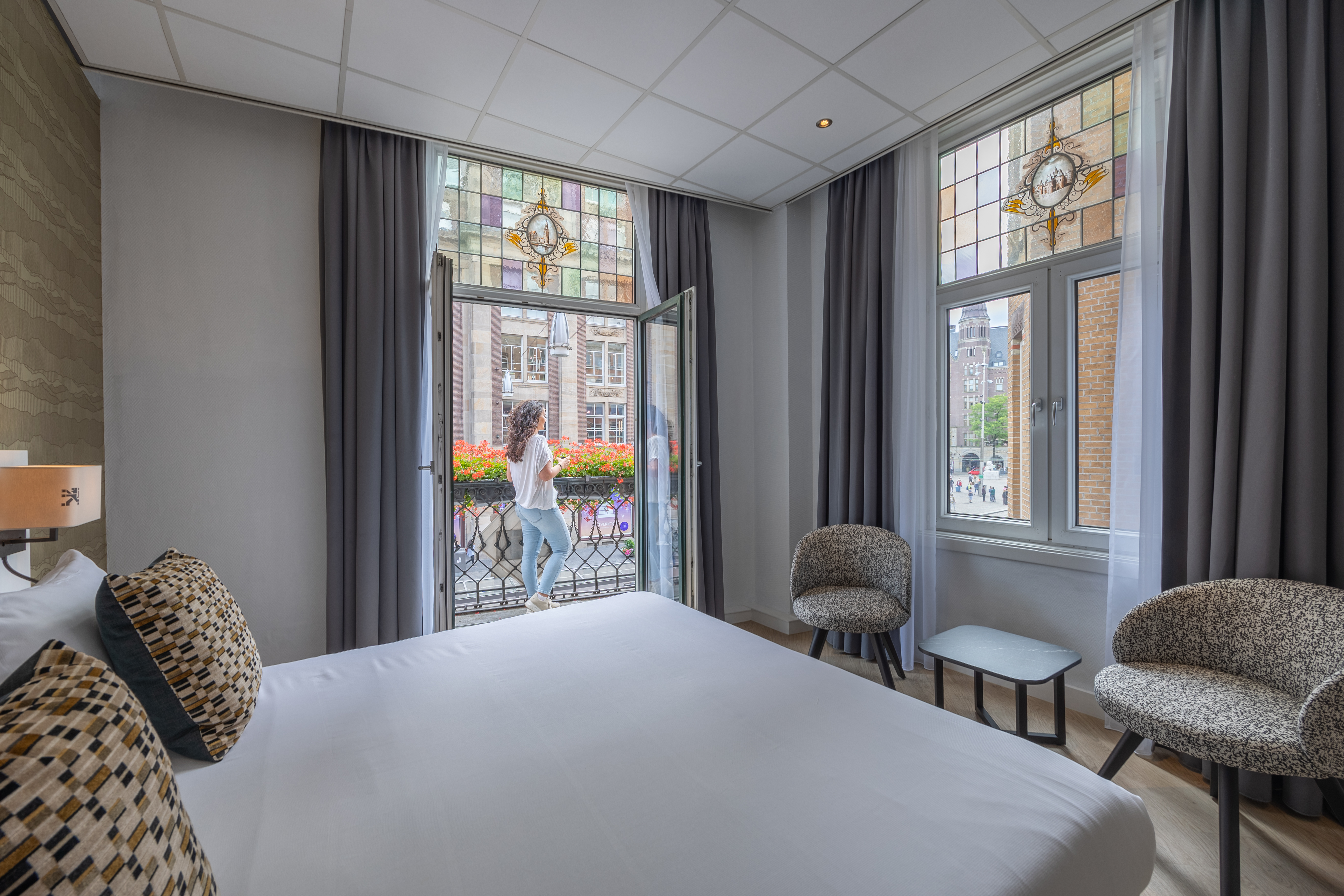غرفة بسرير مزدوج أو سريرين منفصلين بإطلالة على المدينة بغرفة نوم واحدة، Hotel Amsterdam - De Roode Leeuw 3/3