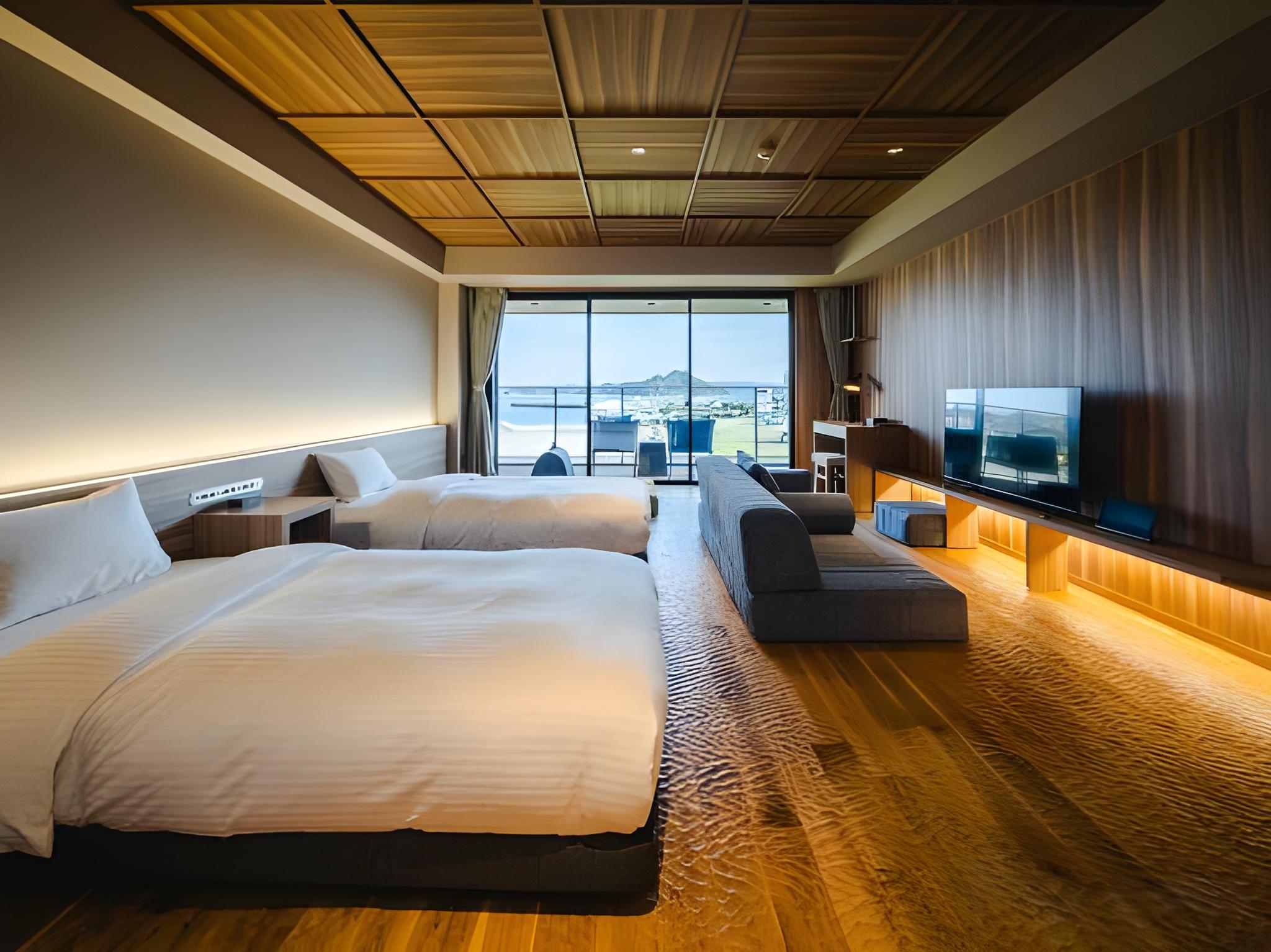 Inland, Premium, Deluxe, Twin Beds, 2 Futon Beds, Inland Sea View, Balcony
