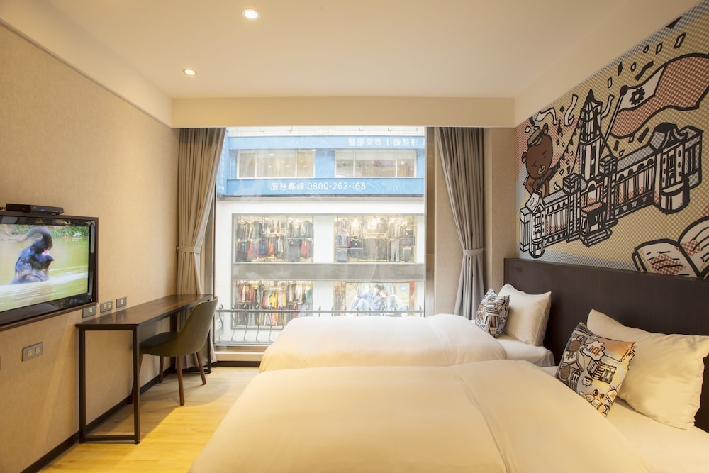 غرفة بزنس بسريرين منفصلين، Just Live Inn Taipei Station 3/6