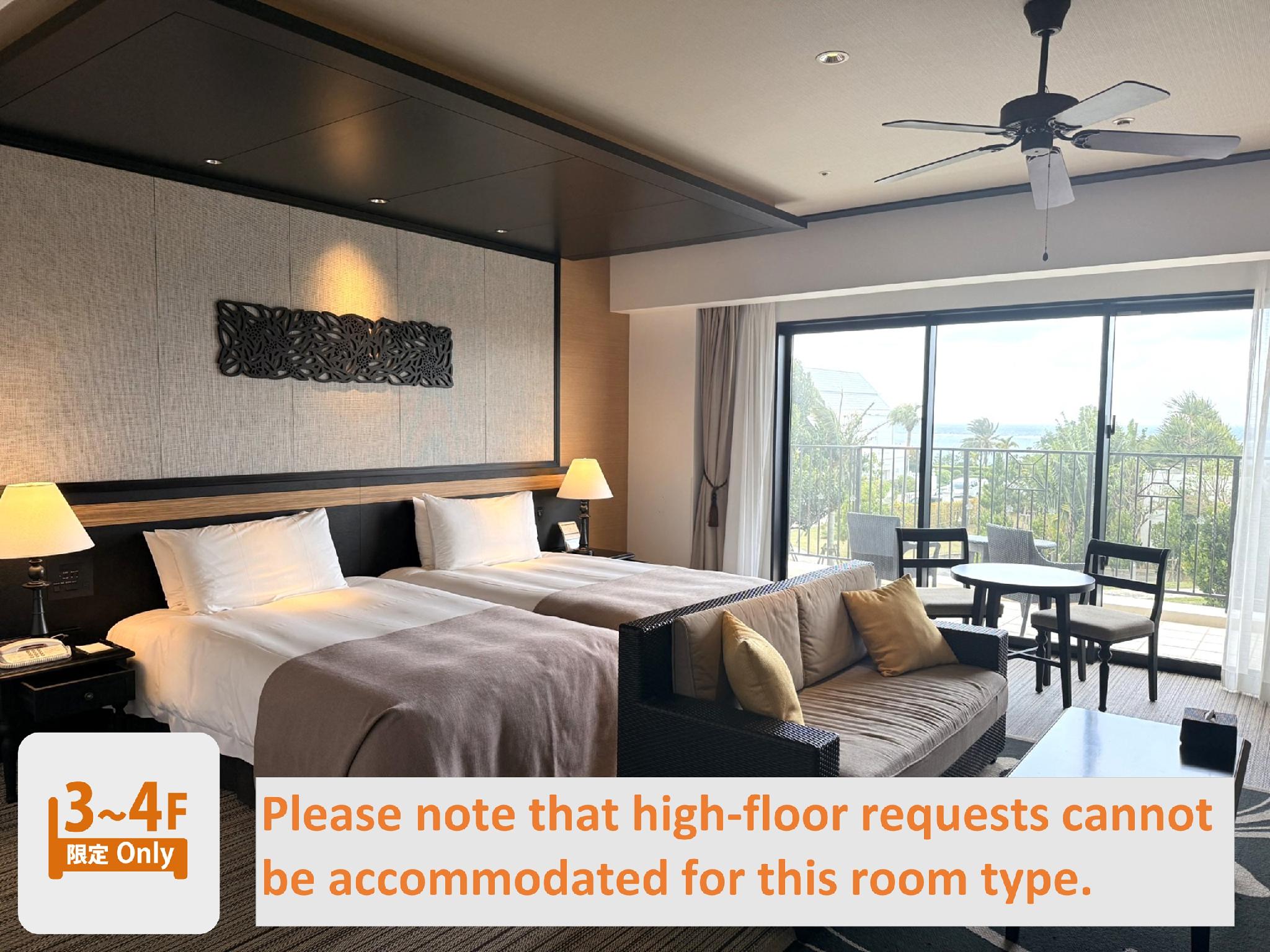 Semi Room, 2 Semi Double Beds, Partial Ocean View, High Floor, Corner