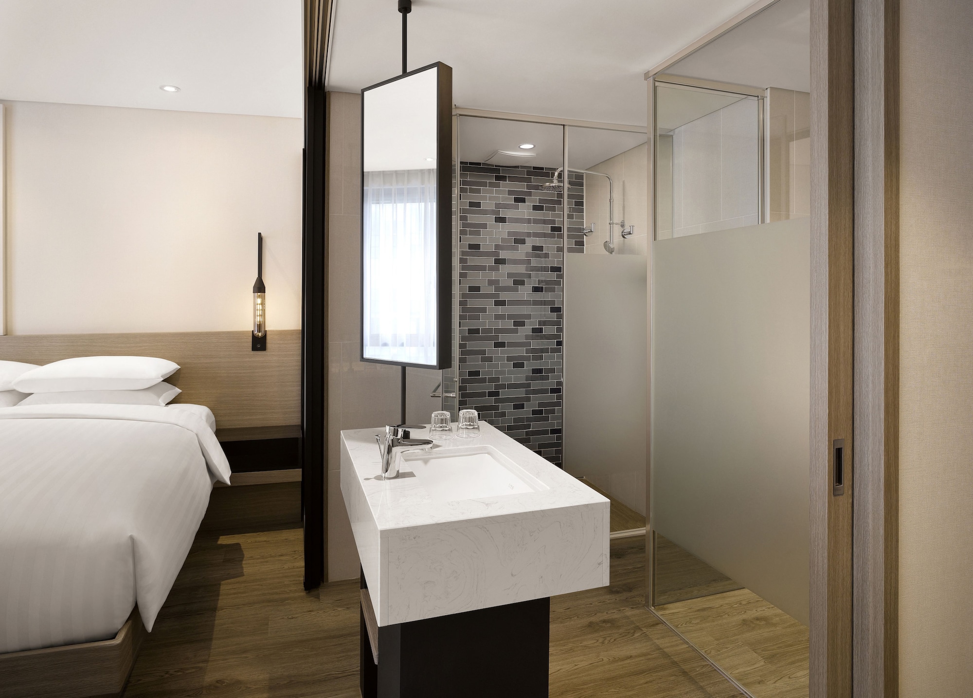 غرفة ديلوكس بسرير كينج بإطلالة جزئية على البحر، Fairfield By Marriott Busan 2/4