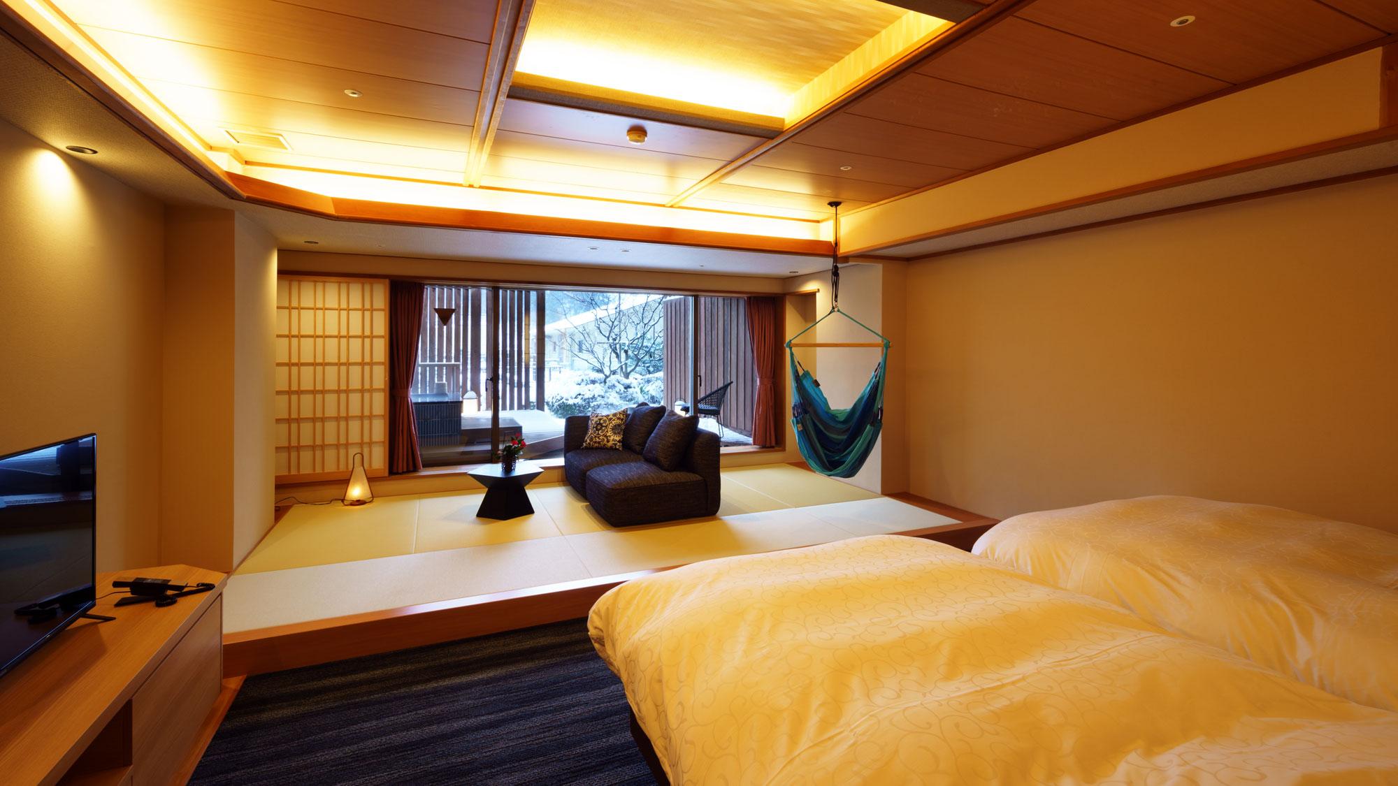 Japanese, Modern, Twin Beds, Hammock Wing