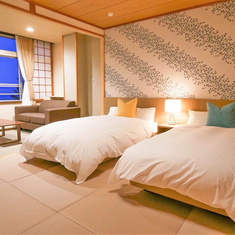 Japanese, Sky, Garden, Twin Beds, Mountain View, Night View