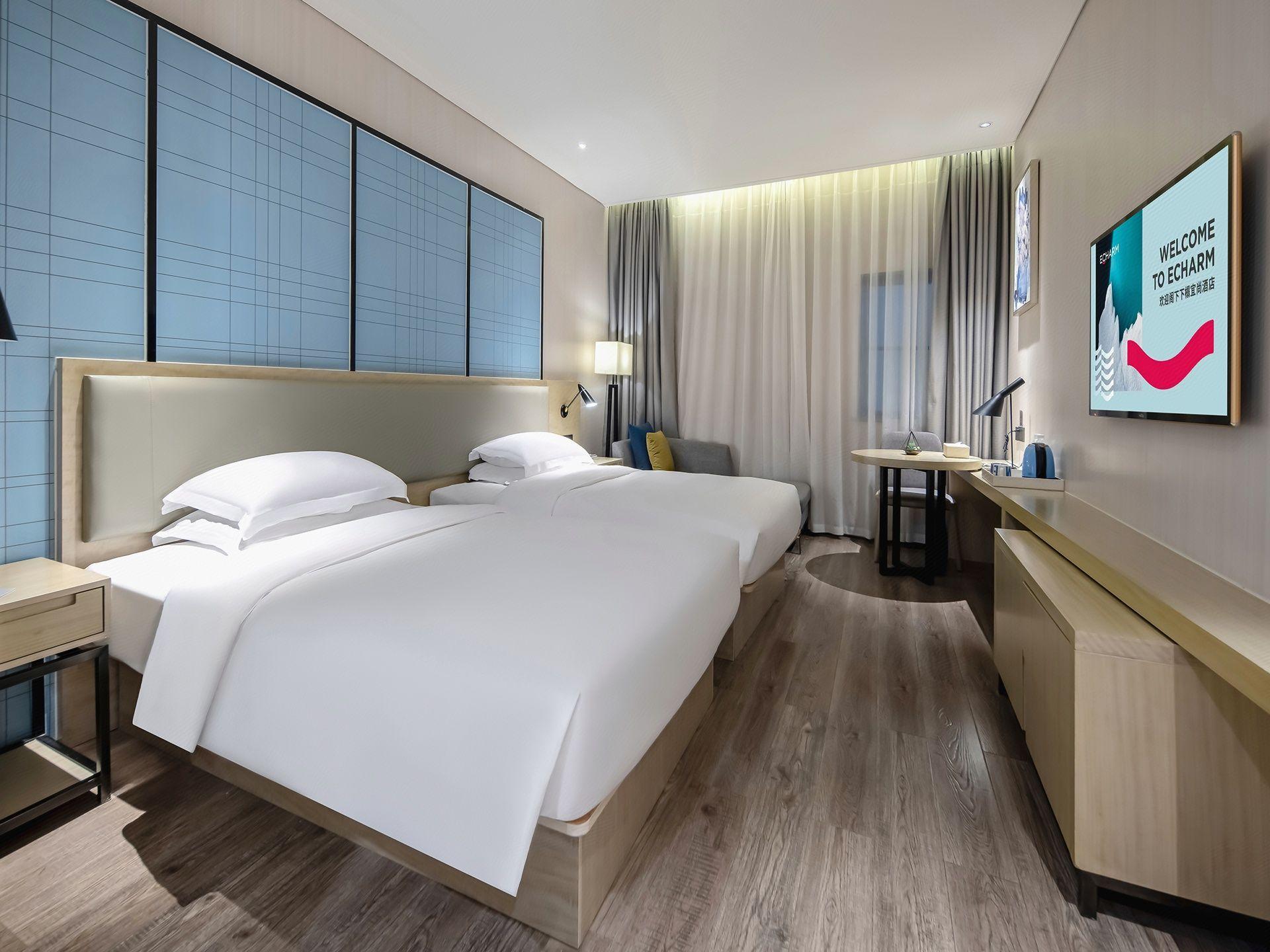 غرفة بسريرين منفصلين، Echarm Hotel Nanning International Convention and Exhibition Center Metro Station 2/3