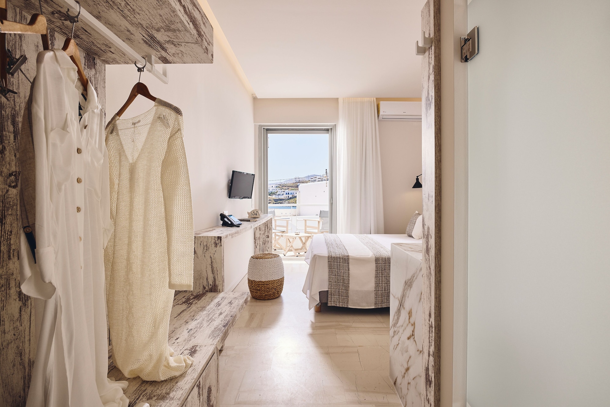 غرفة بسرير مزدوج بإطلالة على البحر، Kythnos Bay Hotel 3/3