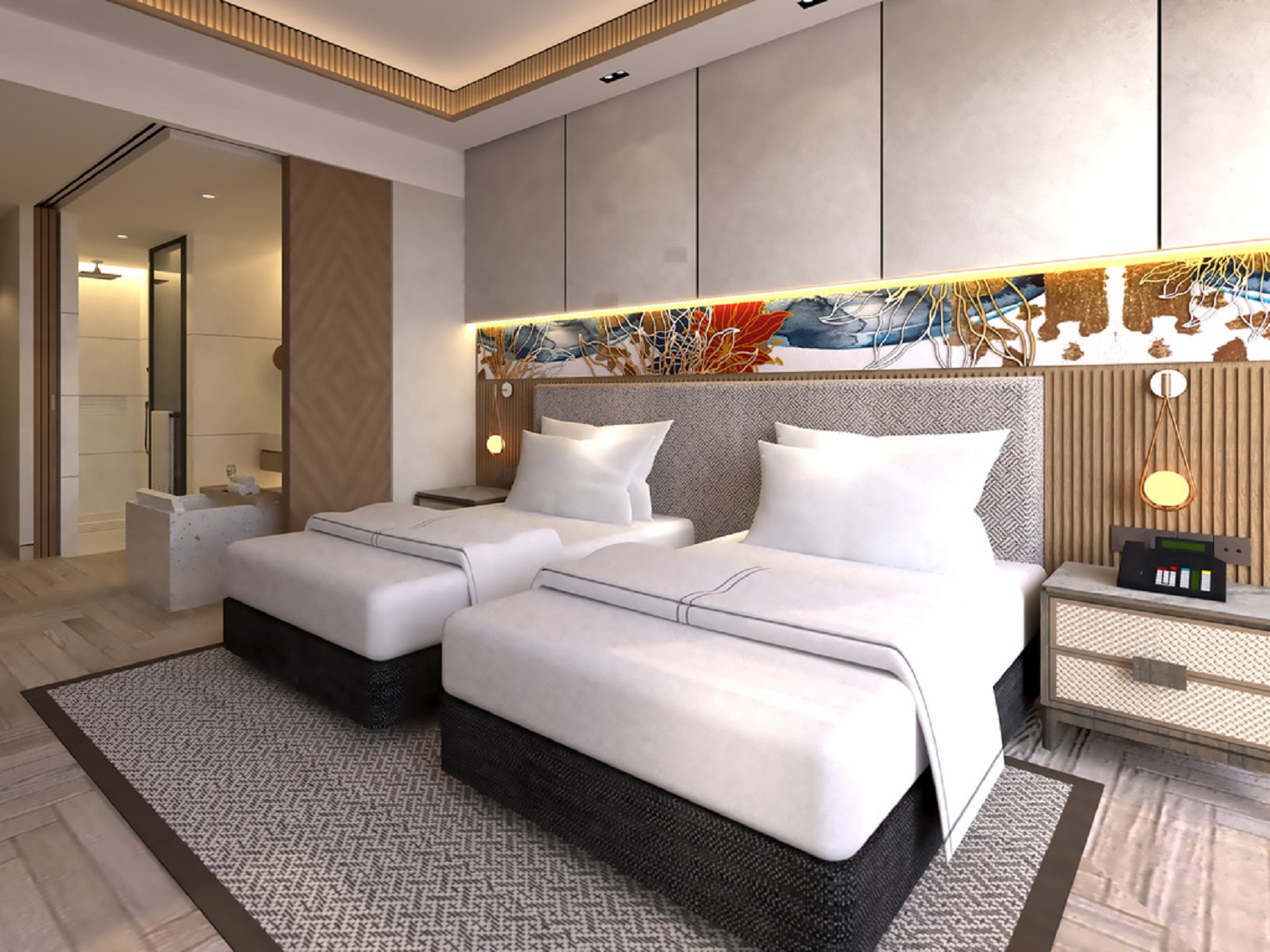 deluxe room, 2 single beds, balcony, garden side