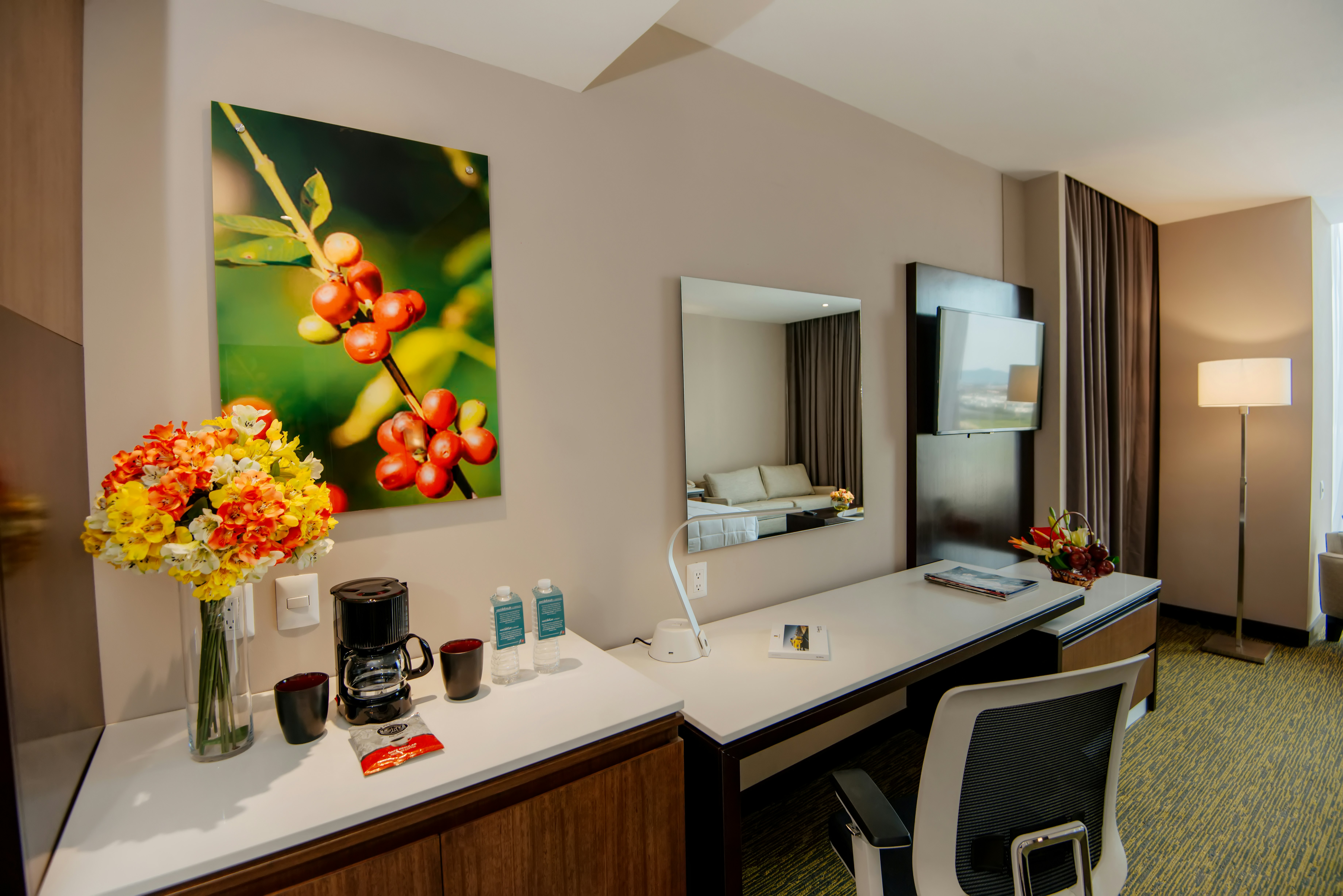 غرفة ركنية بسرير كينج مع أريكة، Hilton Garden Inn Puebla Angelopolis 3/3