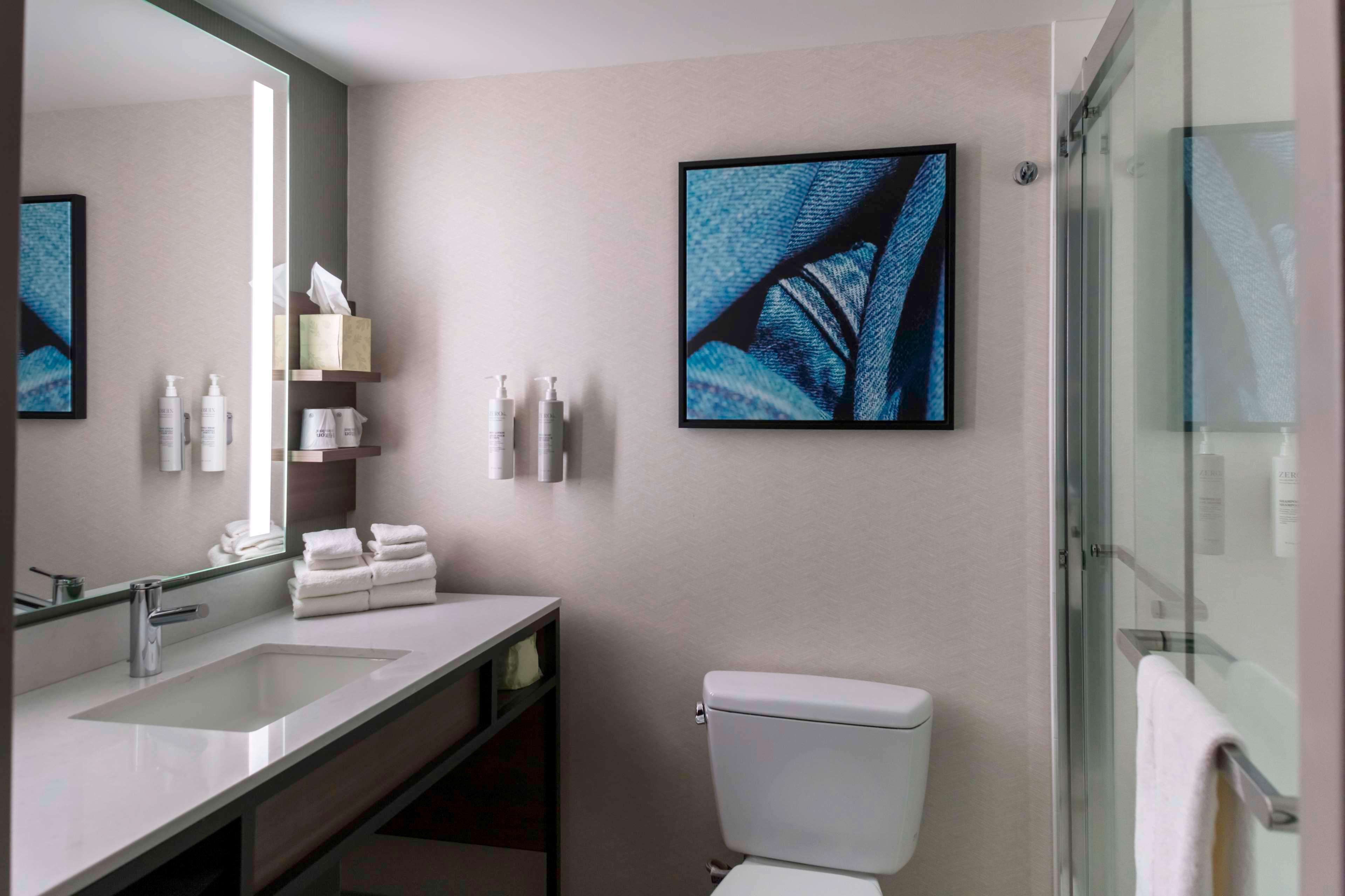 جناح بسريرين كوين بغرفة نوم واحدة مع أريكة، Hilton Garden Inn Roanoke Rapids 3/4