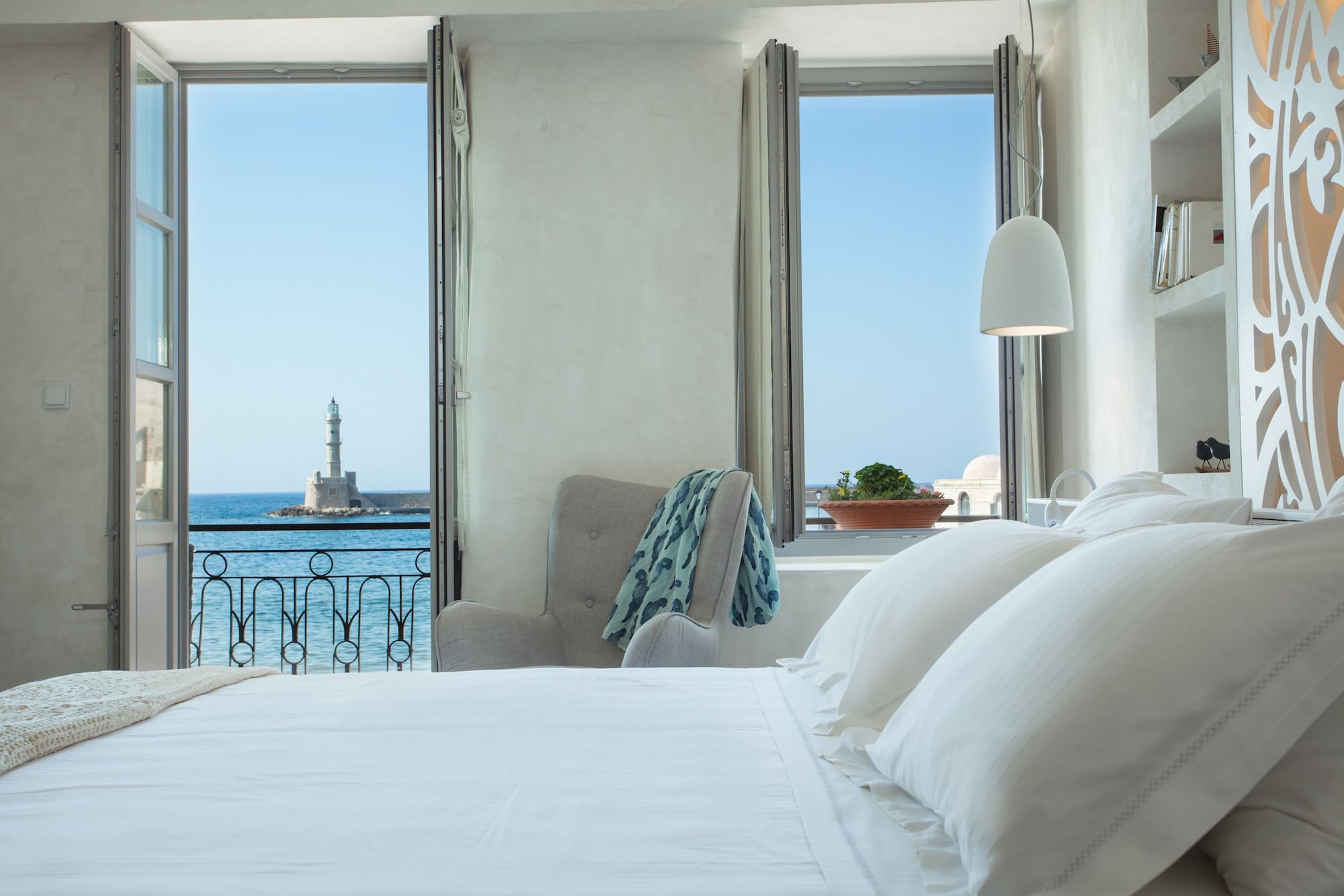 White, Suite, Double Bed, Sea View