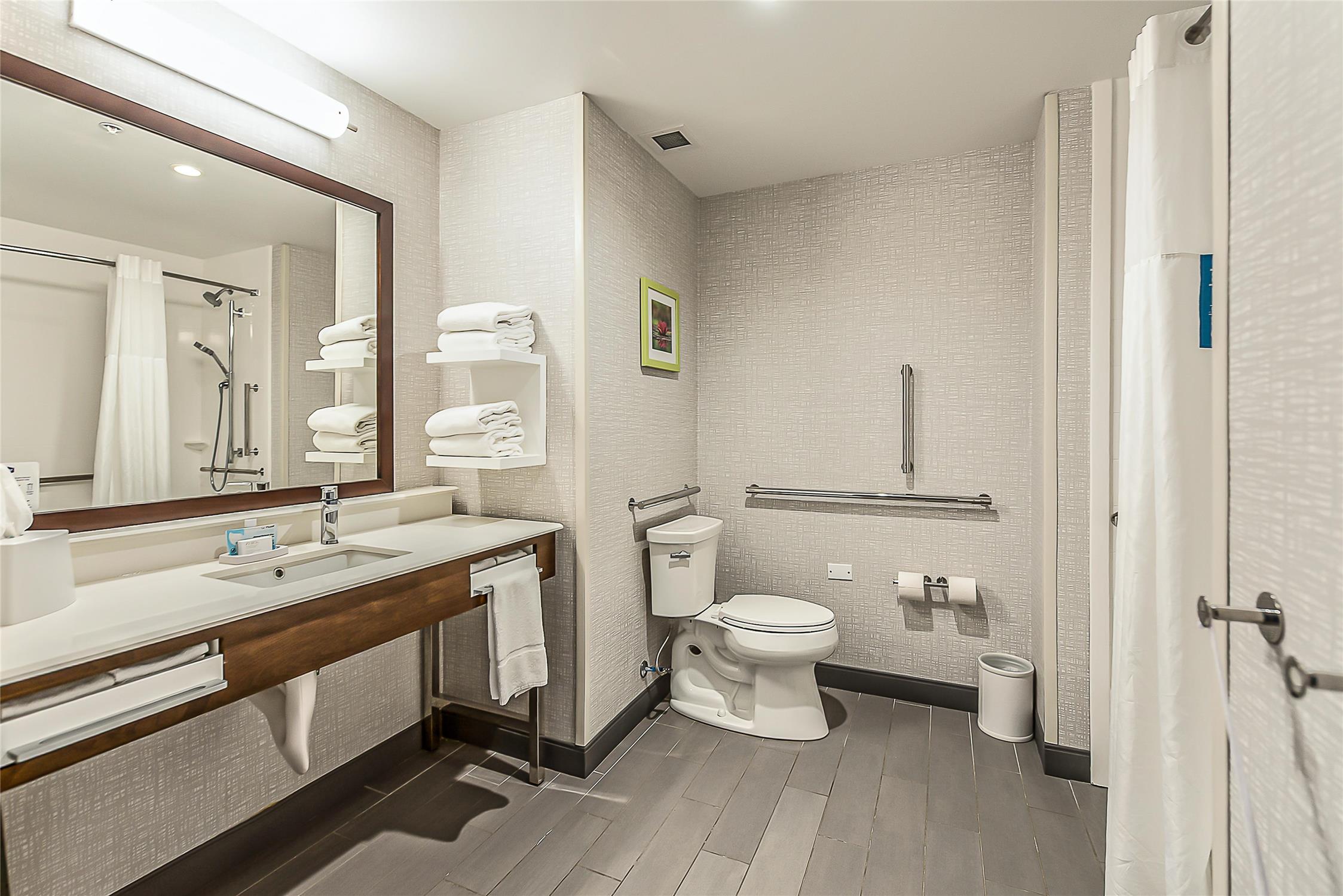 غرفة بسرير كوين بحوض استحمام لذوي الإعاقة، Hampton Inn and Suites Howell 2/3