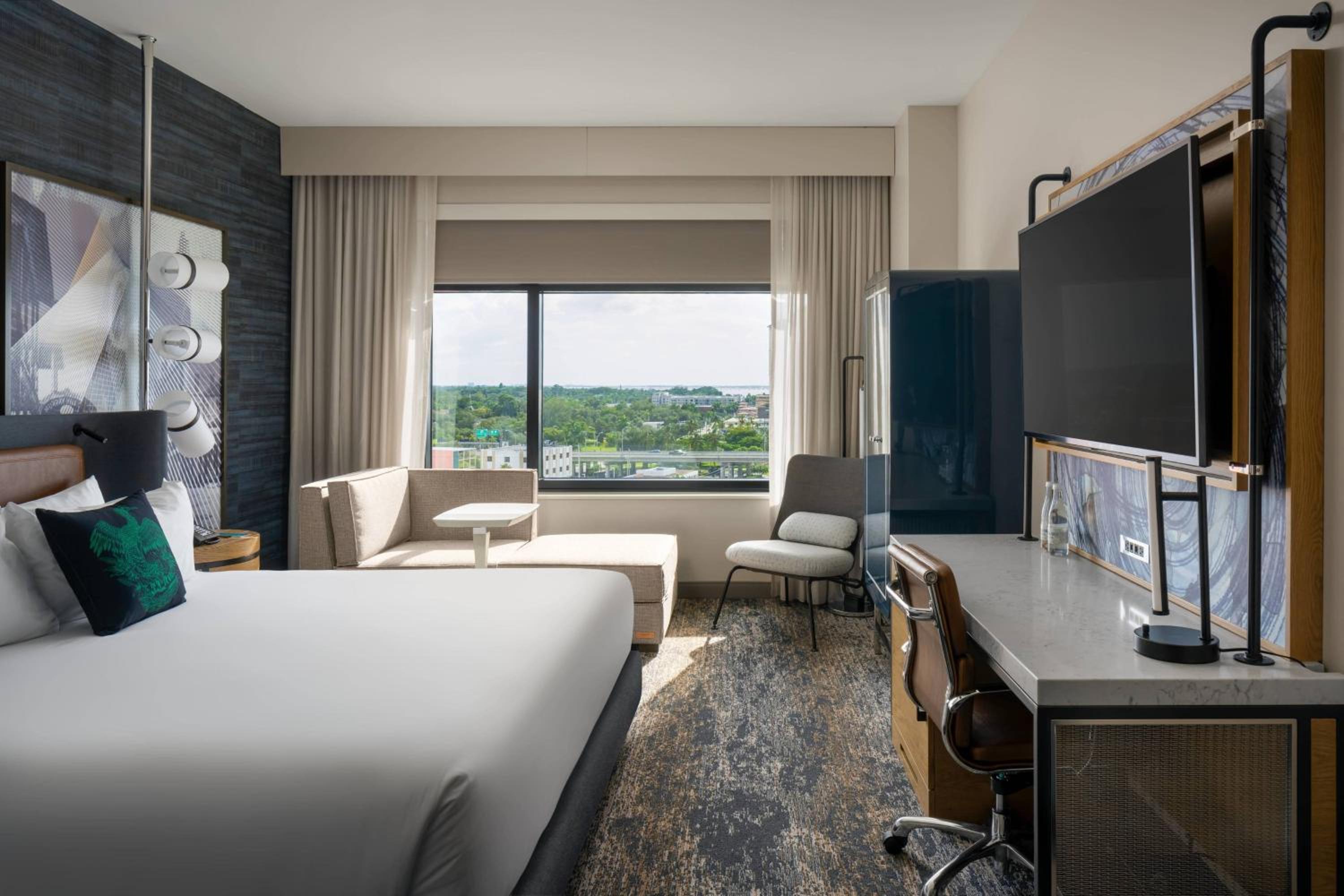 Guest Room, King Bed, Partial River View