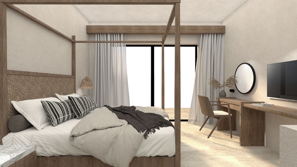 غرفة فاخرة بسرير كوين بإطلالة على المسبح مع أريكة، Stella Blue Seaside Resort 3/7