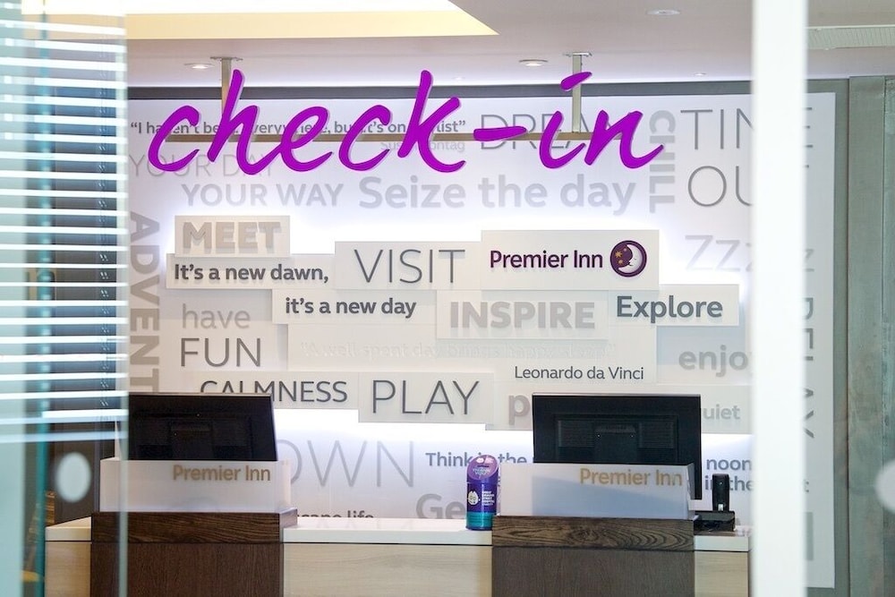 Lobby at Premier Inn Jersey St Helier (Charing Cross) hotel, ST HELIER JERSEY - UK