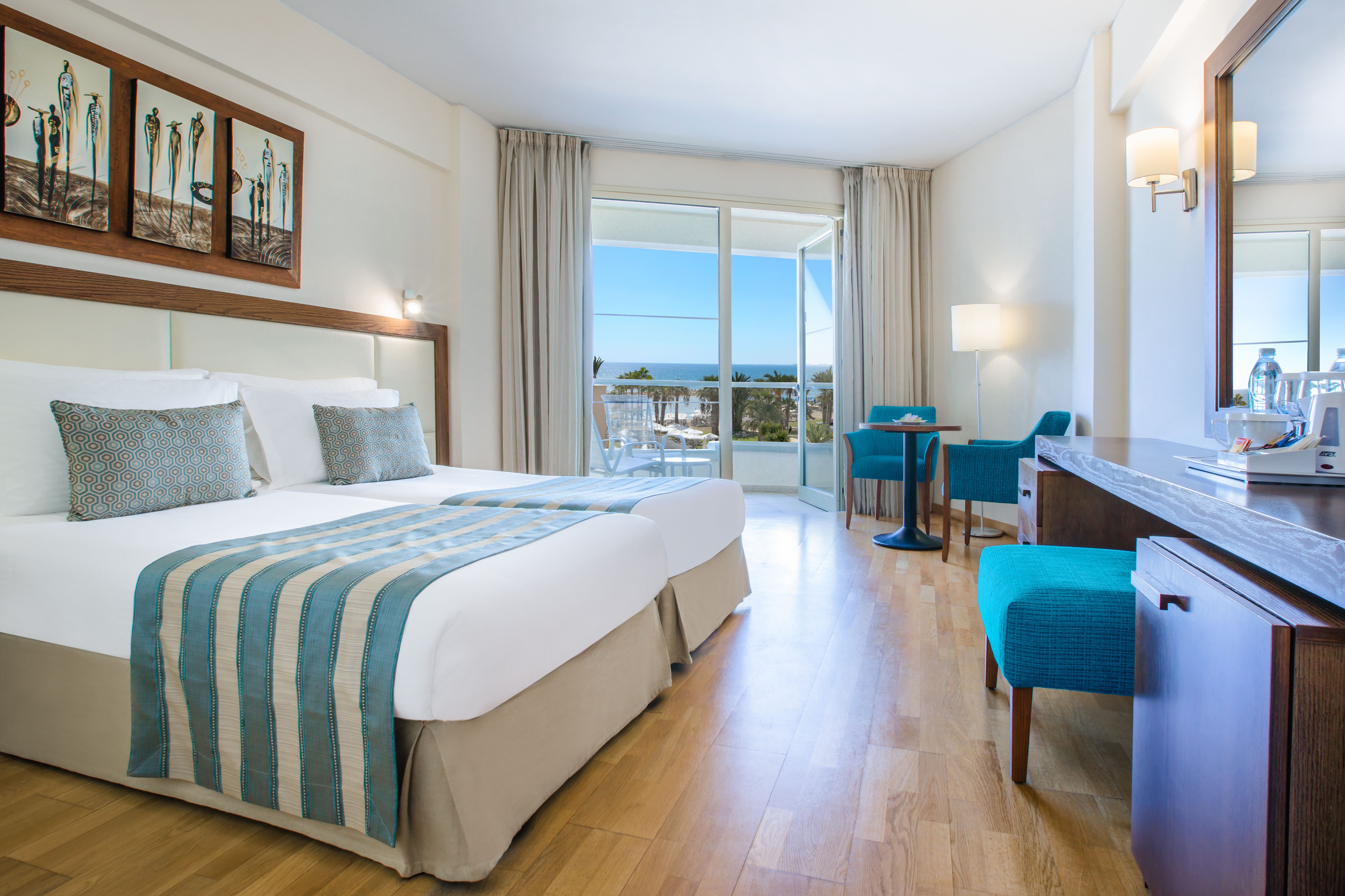 Room, Single, Double Bed, Lateral Side Sea View