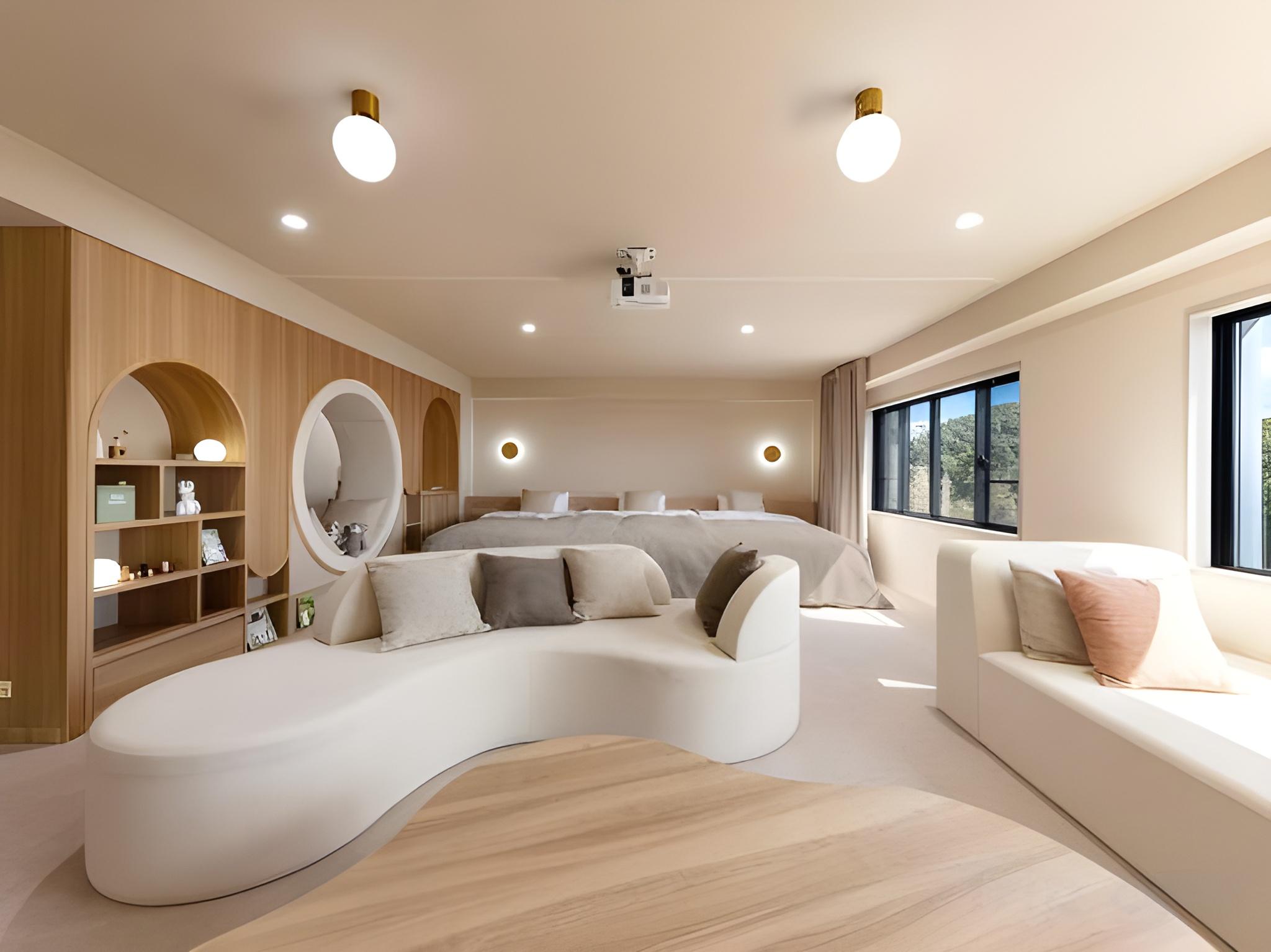 Semi Room, Yui, Deluxe, Triple, 3 Semi Double Beds