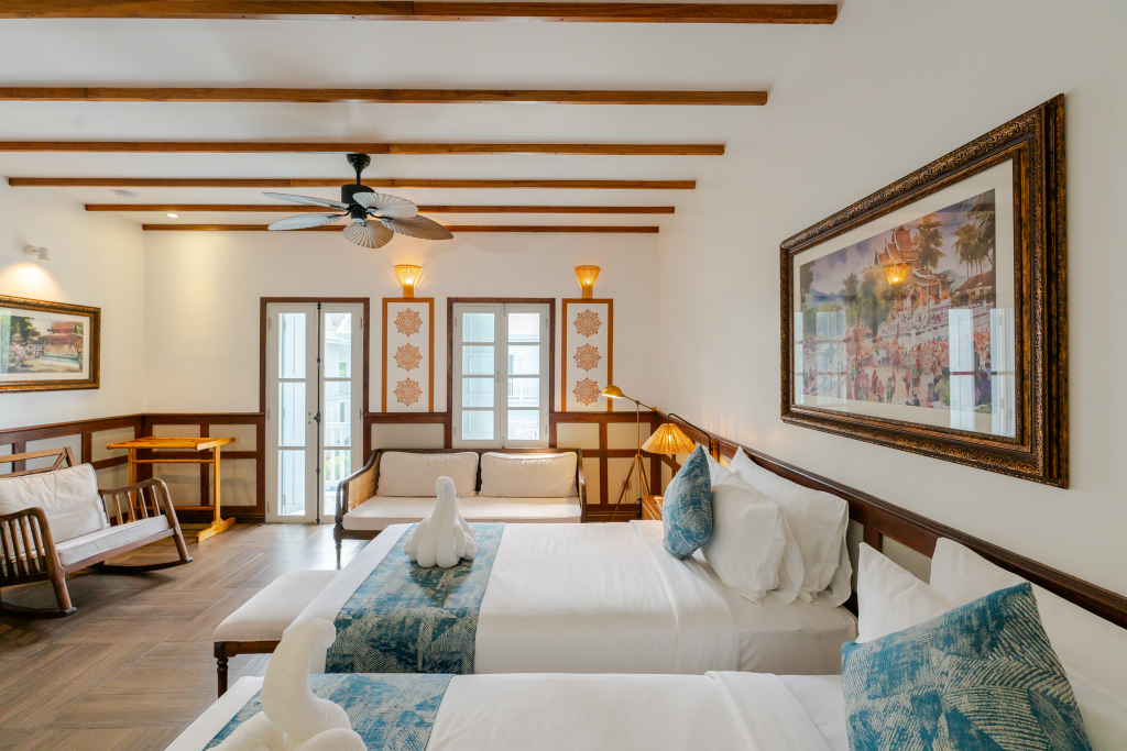 غرفة بسريرين منفصلين بإطلالة على المسبح، Mybanlao Hotel 9/10