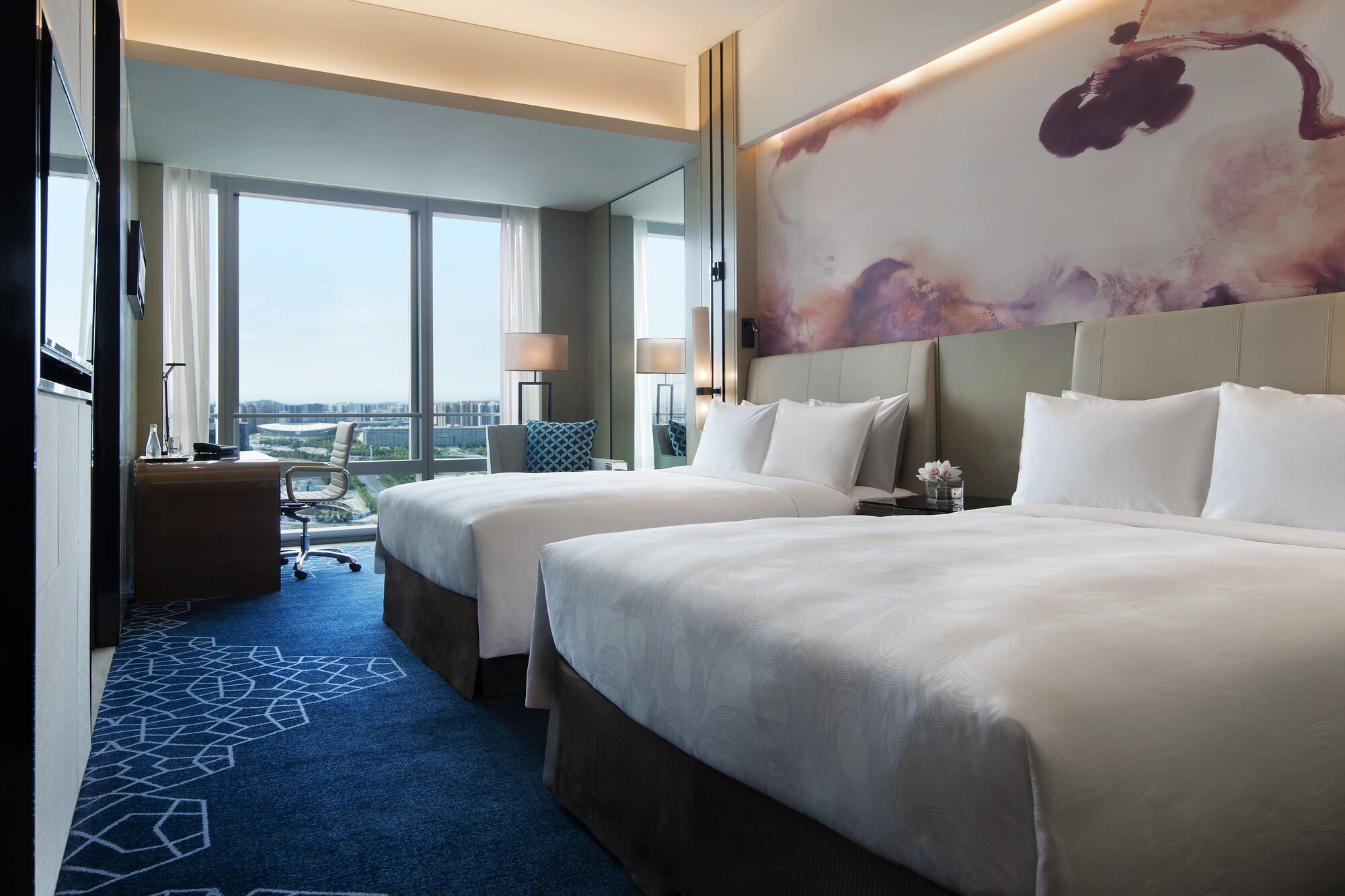 Tower, 2 Double Beds, City View