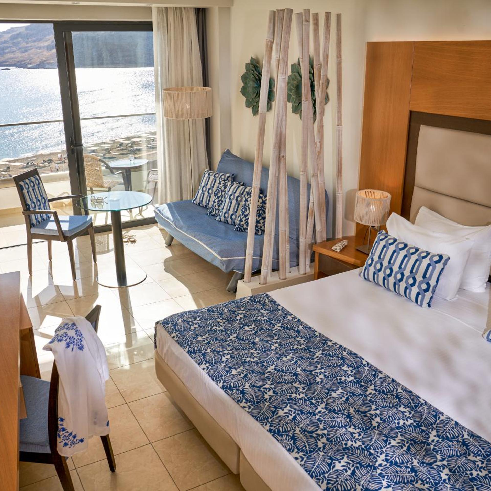 غرفة بسرير مزدوج بإطلالة على البحر، LINDOS BAY 3/7