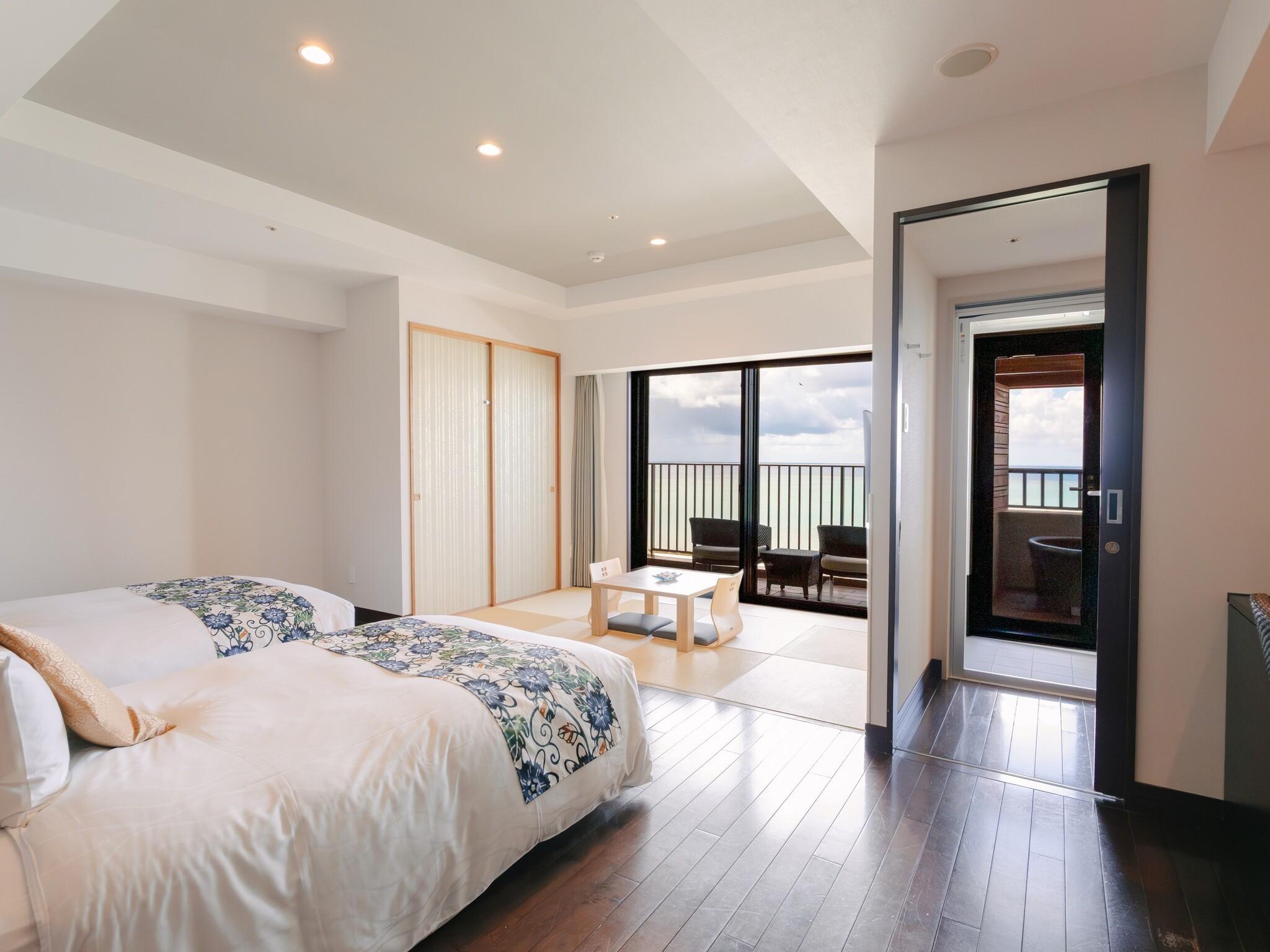 Japanese Western, Deluxe, 2 Semi Double Beds, Ocean View, Outdoor Bath