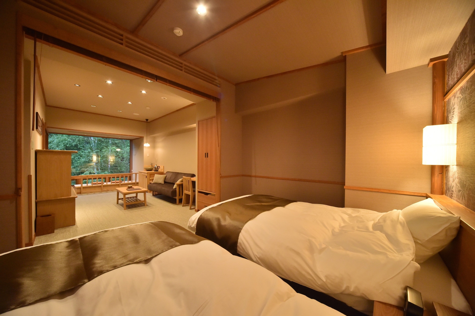 Twin Beds, River View, Private Hot Spring Bath