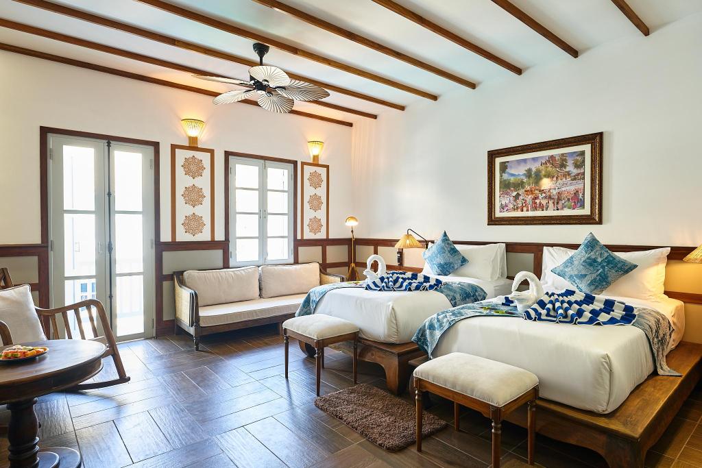 غرفة بسريرين منفصلين بإطلالة على المسبح، Mybanlao Hotel 8/10