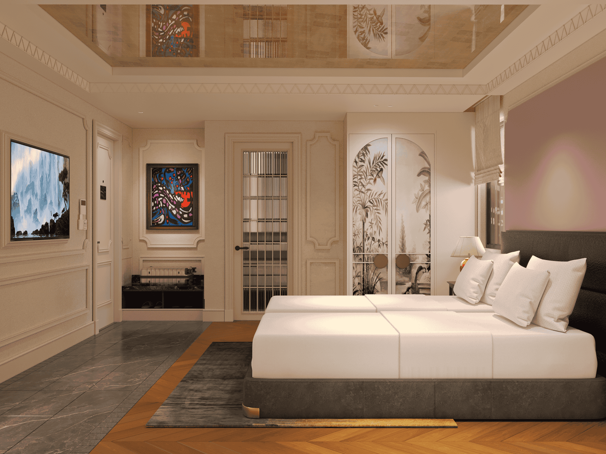 Gallery, Connecting, Suite, Queen and Twin Beds, City View
