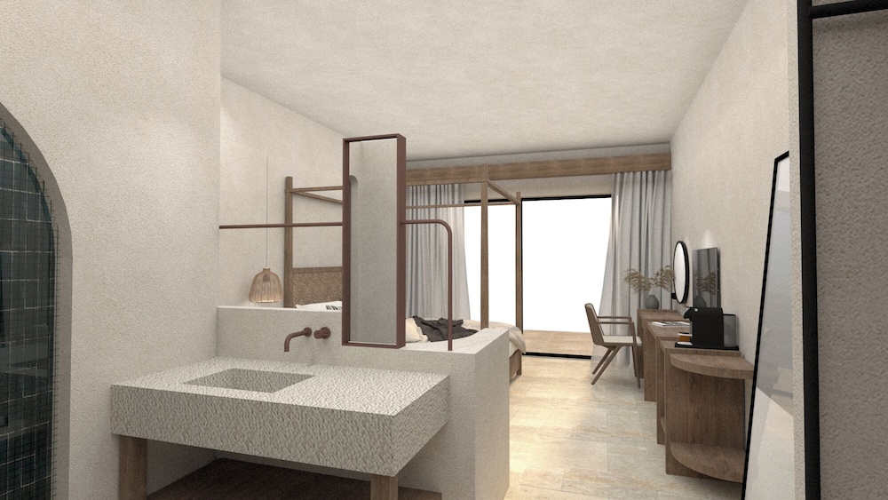 غرفة فاخرة بسرير كوين بإطلالة على المسبح مع أريكة، Stella Blue Seaside Resort 6/7