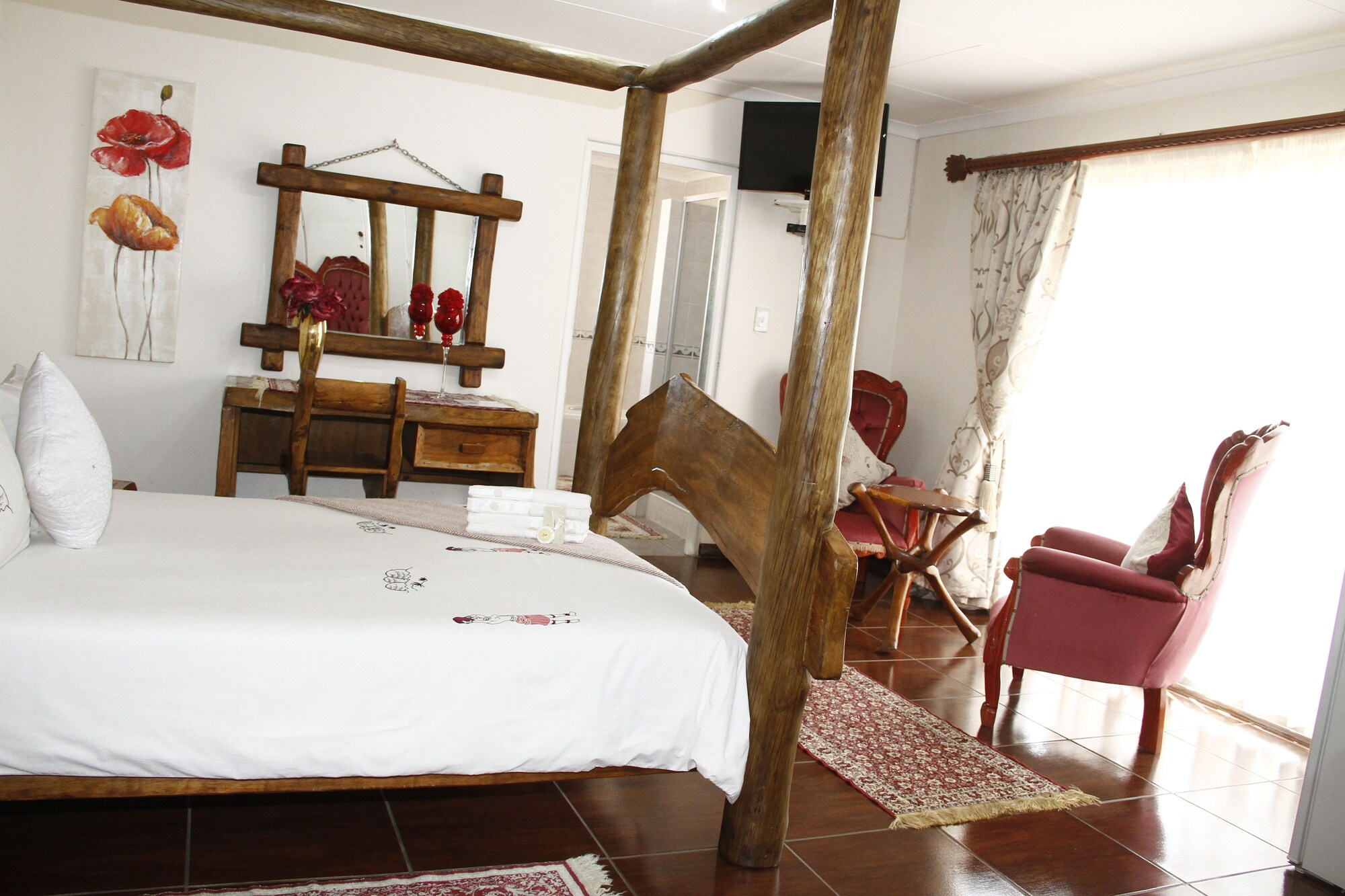 Room, Double Bed, Bath and Shower