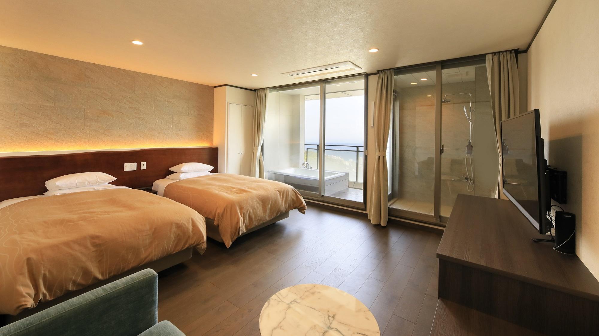 Open Plan, Deluxe, Twin Beds, Ocean View, Night View, New Wing