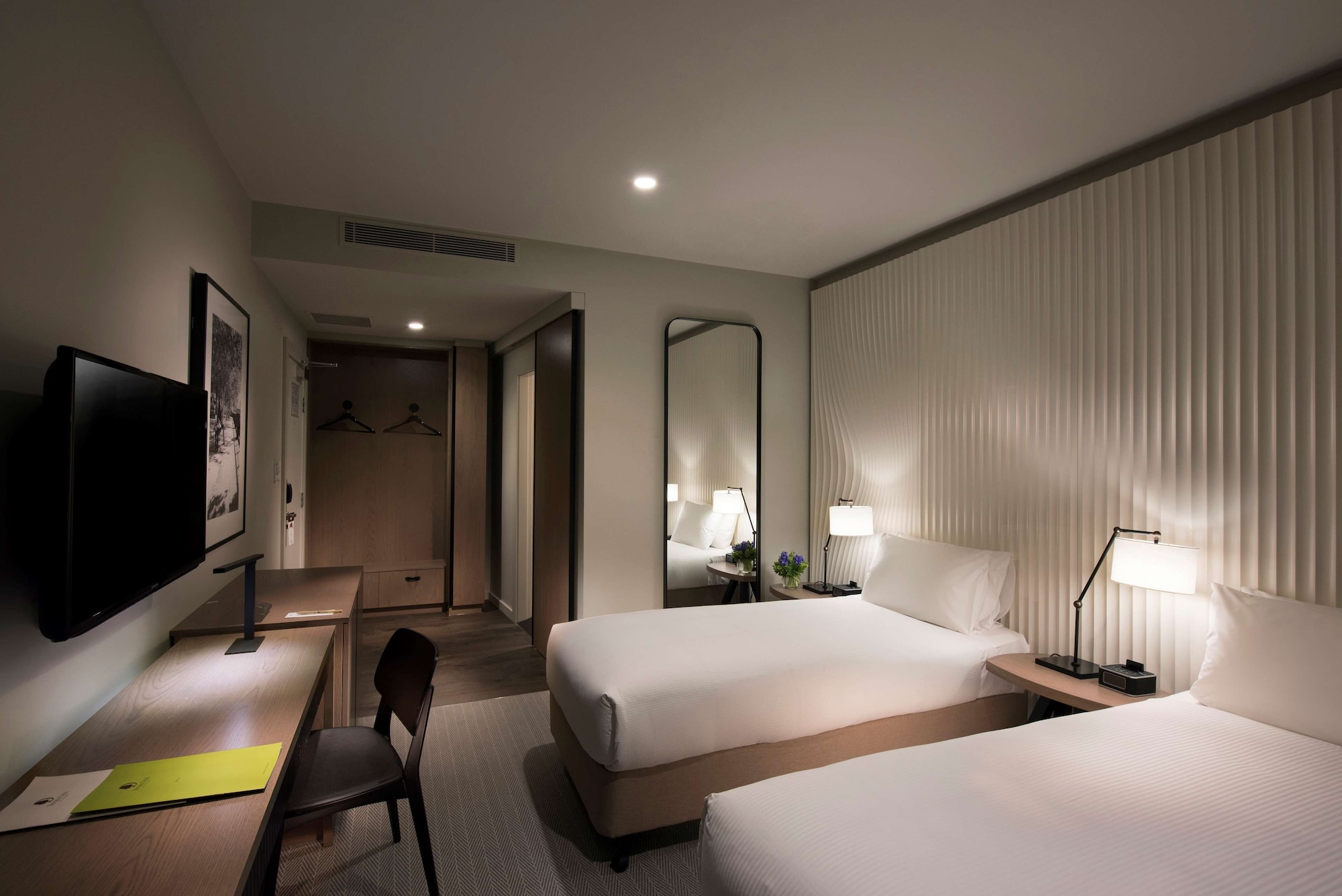 INTERIOR, TWIN BEDS