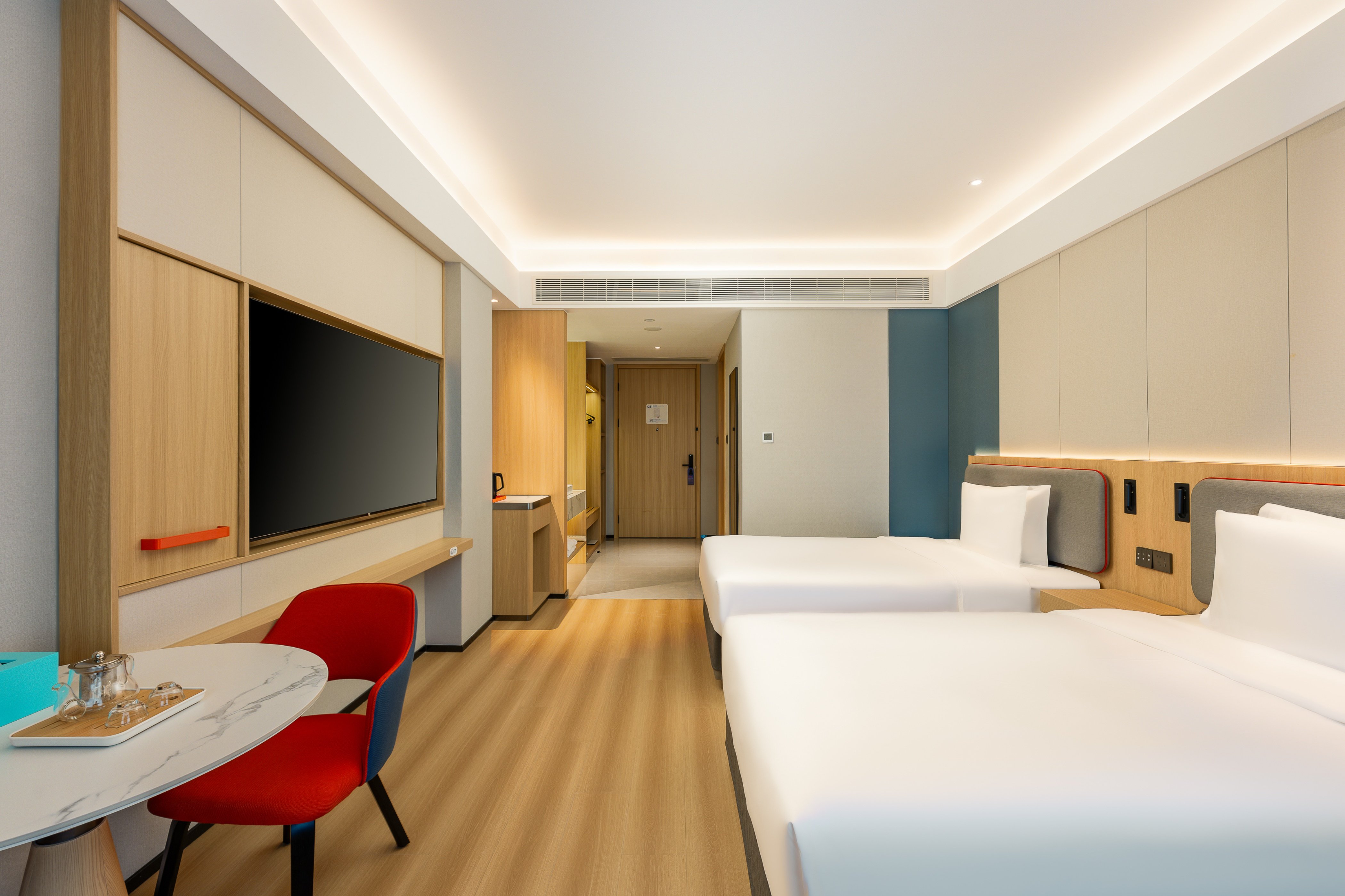 غرفة قياسية بسريرين مزدوجين بإطلالة على المدينة، Holiday Inn Express Nanjing Xi'anmen 3/4