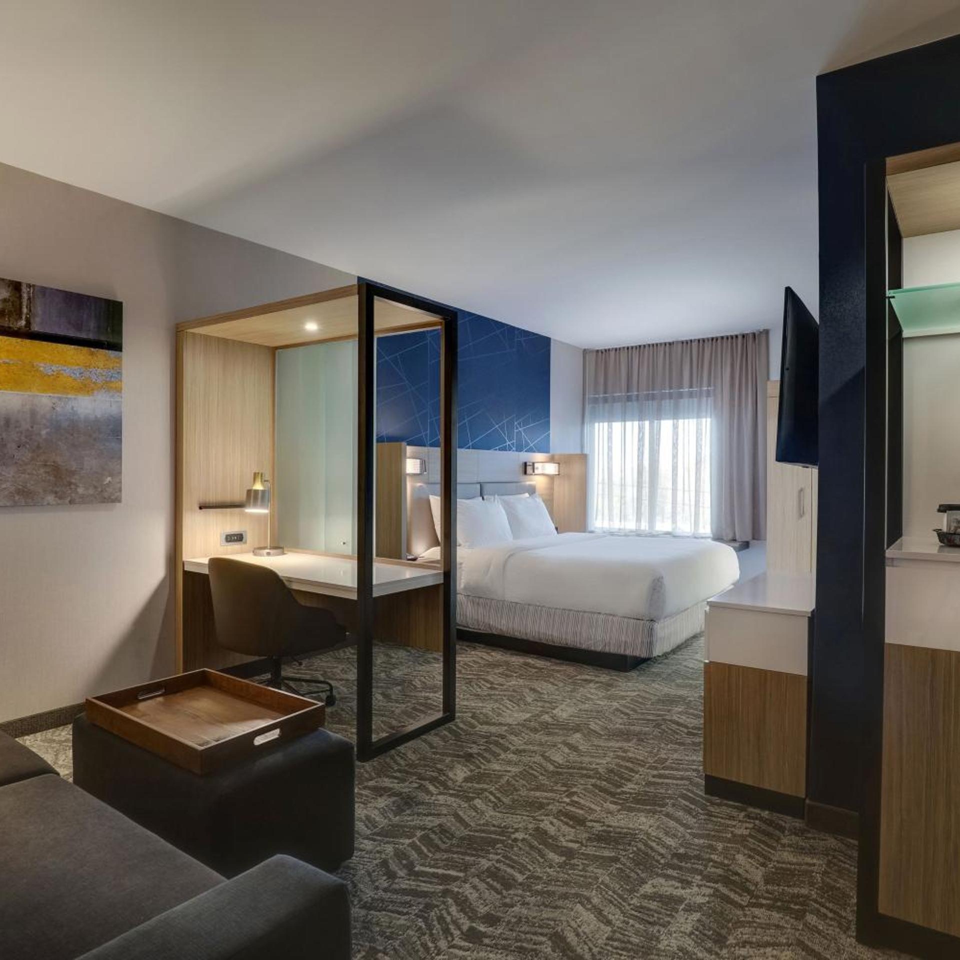 غرفة بسرير كينج مع سرير سحّاب إضافي مع أريكة بحوض استحمام لذوي الإعاقة، SpringHill Suites by Marriott Cheraw 5/7
