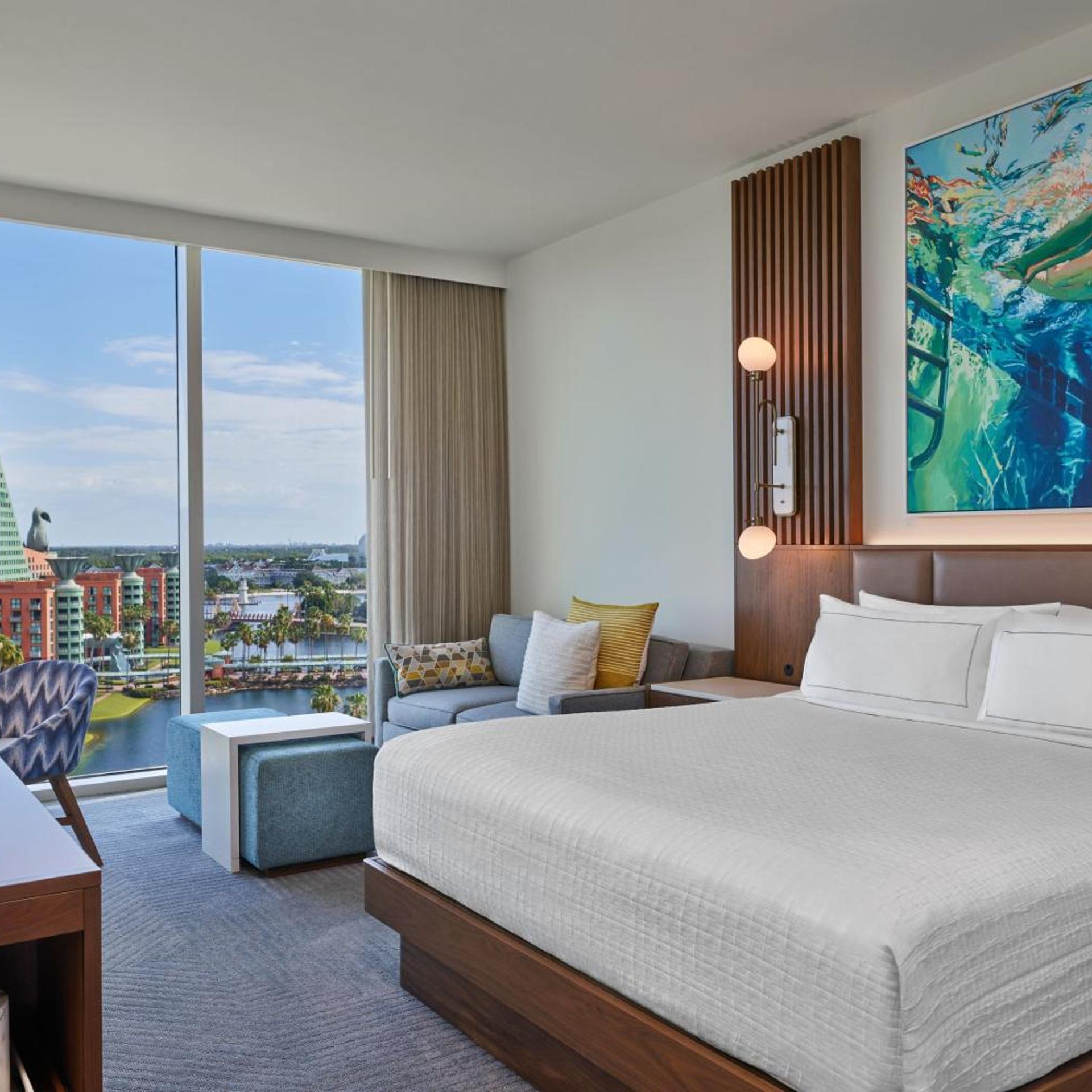 Guest Room, Traditional, King Bed, Epcot View, Sofa
