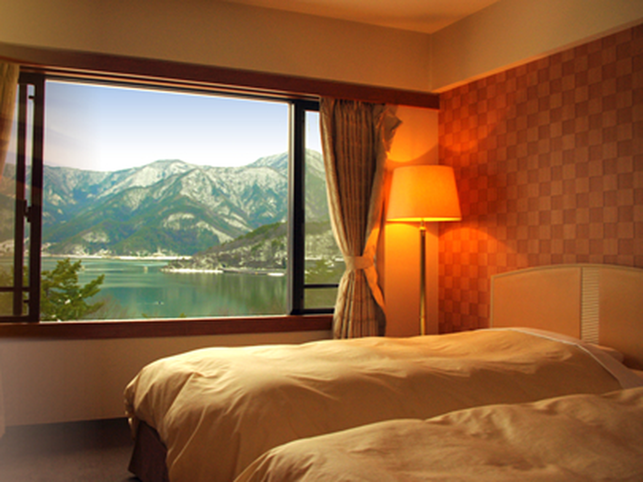 Room, Twin Beds, Lake Side