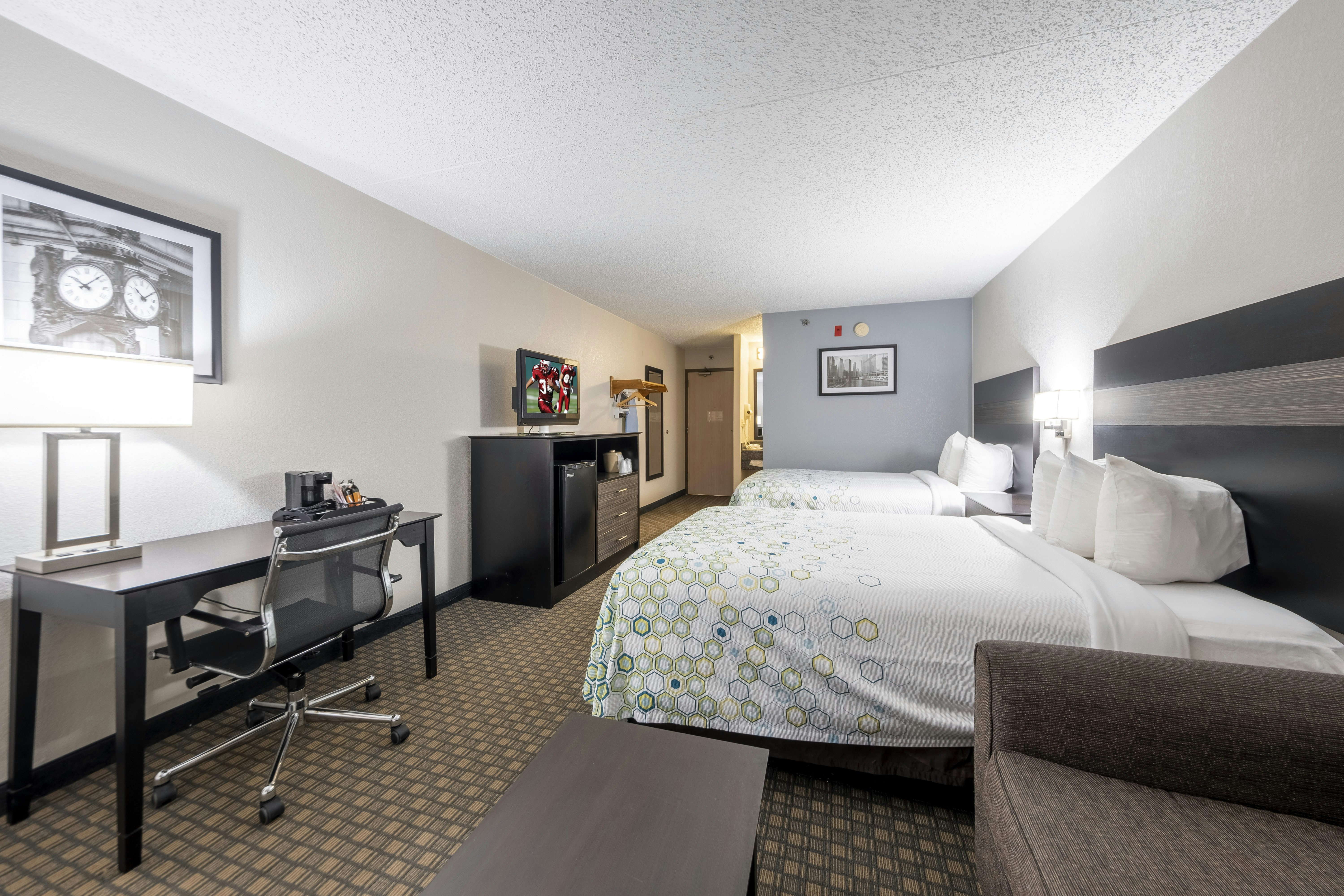 Room, 2 Double Beds, Sofa, HomeTown Inn by Red Roof East Syracuse 3/6