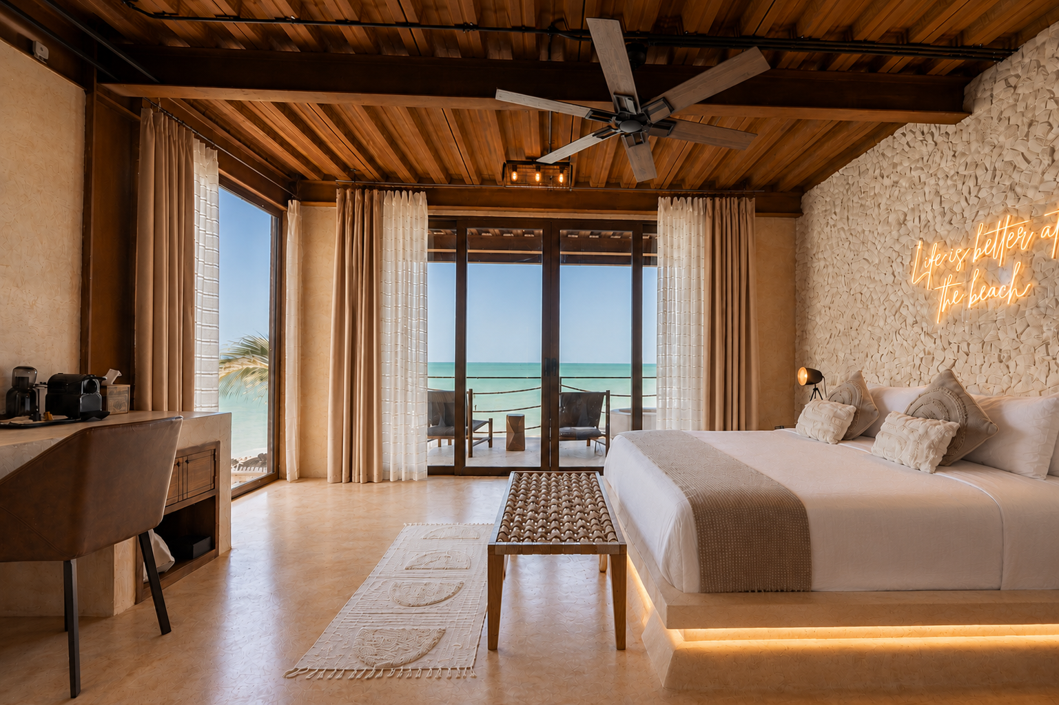 Fuego, Suite, King Bed, Ocean Front, Bathtub