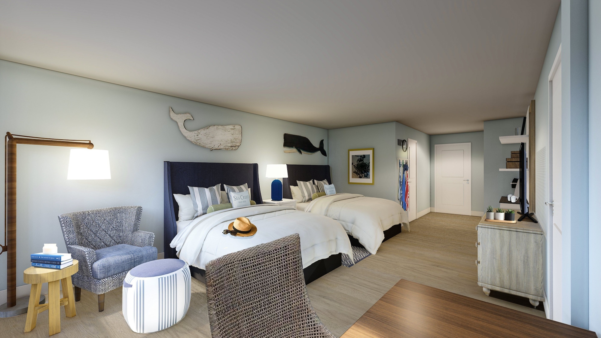 room, 2 double beds, sun deck