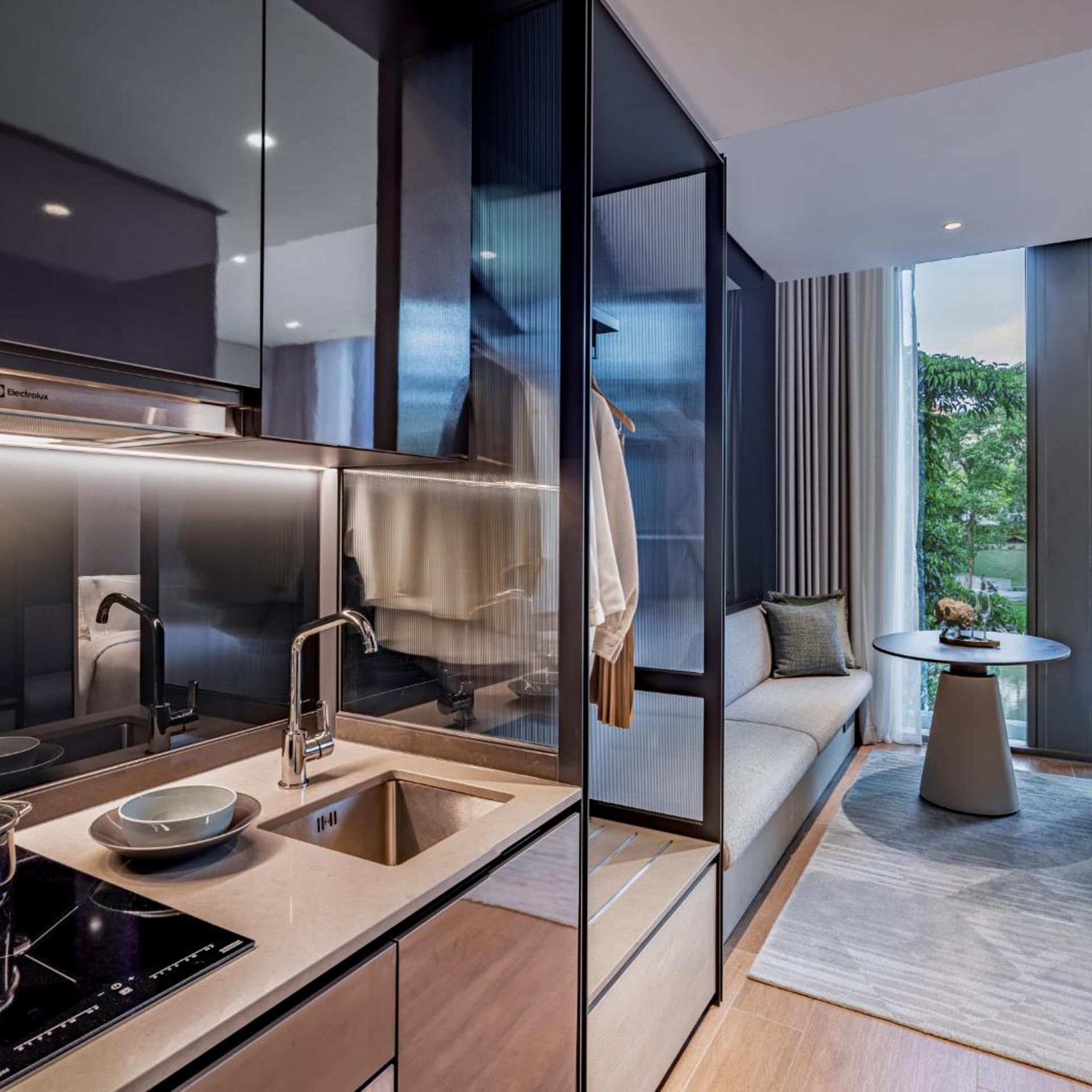 استوديو بريميير بسرير كينج مع دخول الصالة، Fraser Residence River Promenade Singapore 4/5