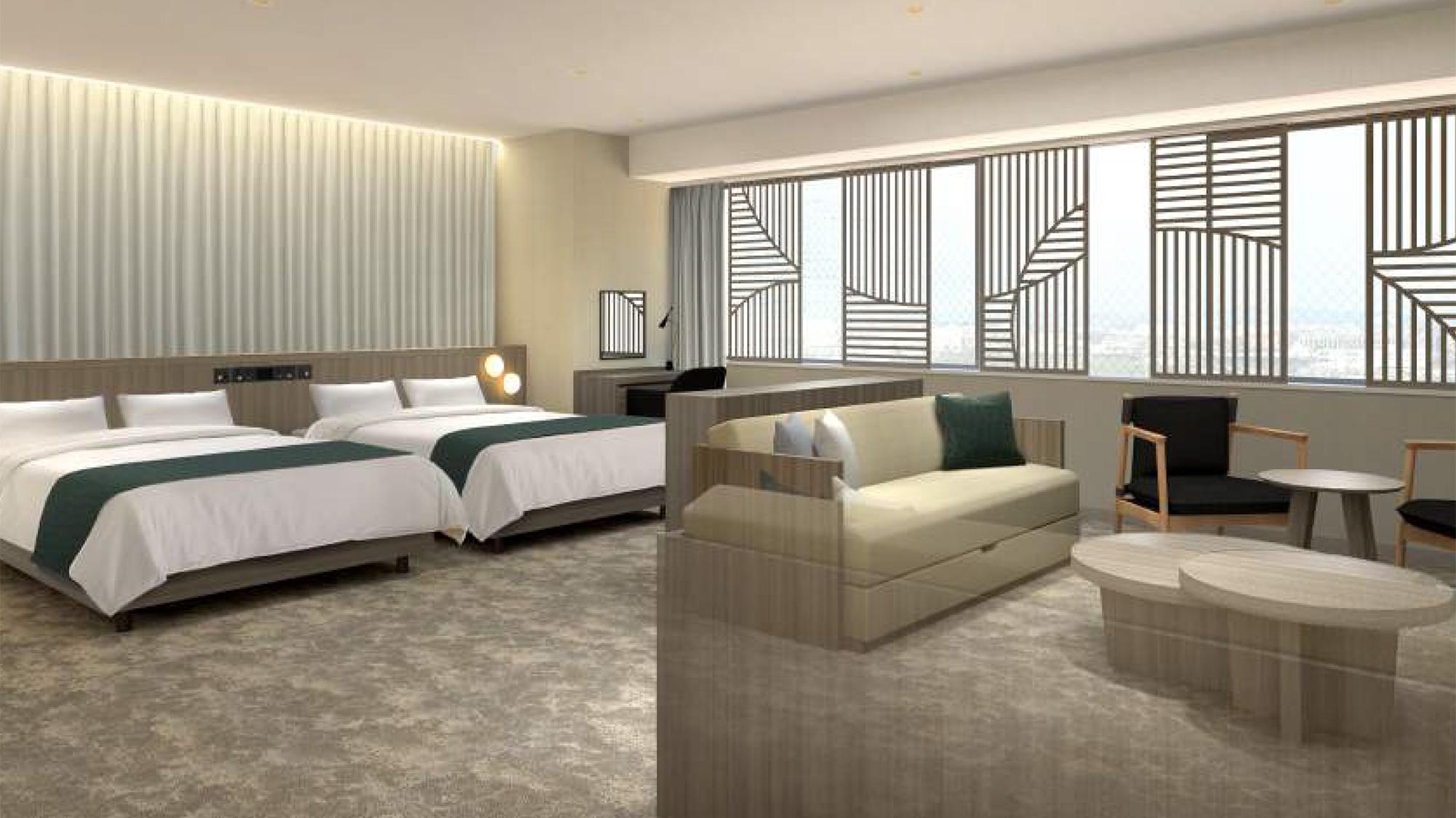 River, Suite, Twin Beds, Bridge View, Night View, Top Floor