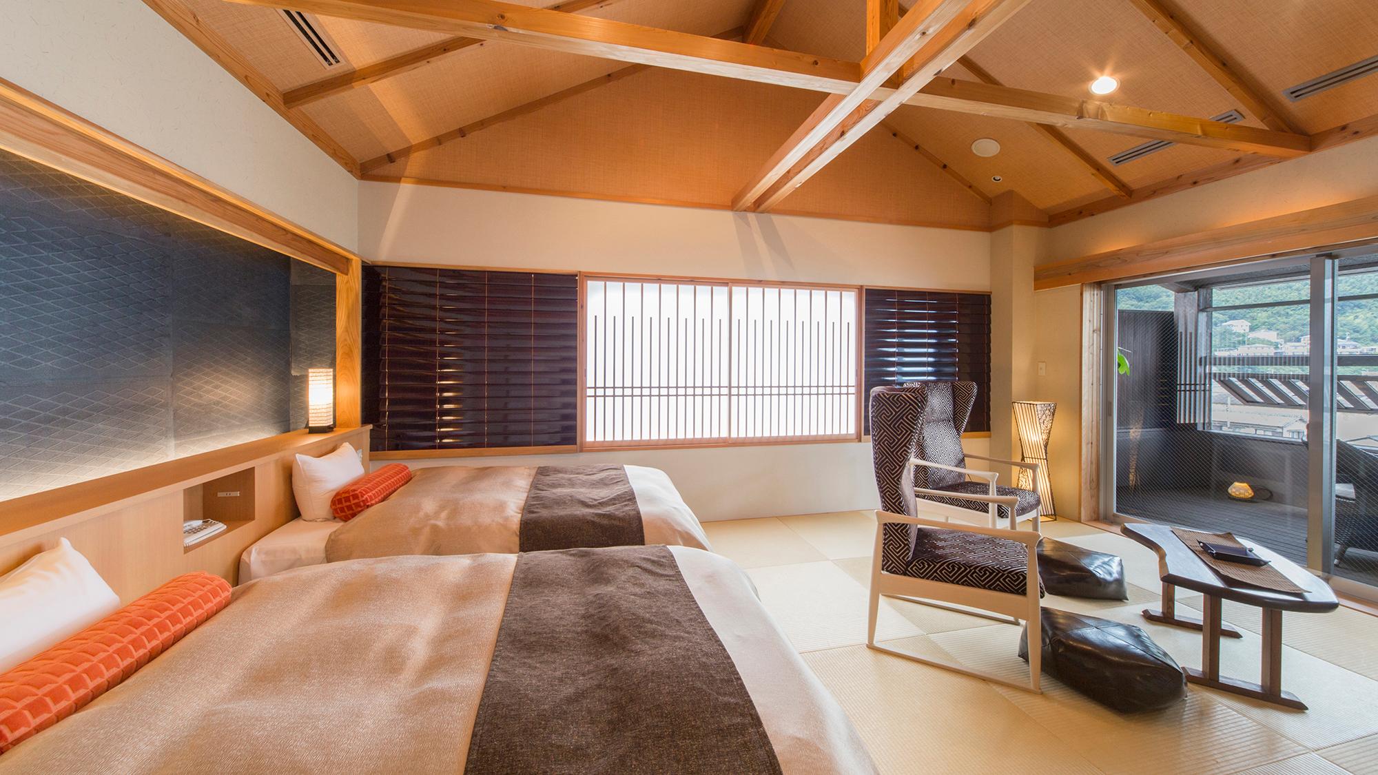 Japanese Western, Twin Beds, Outdoor Bath