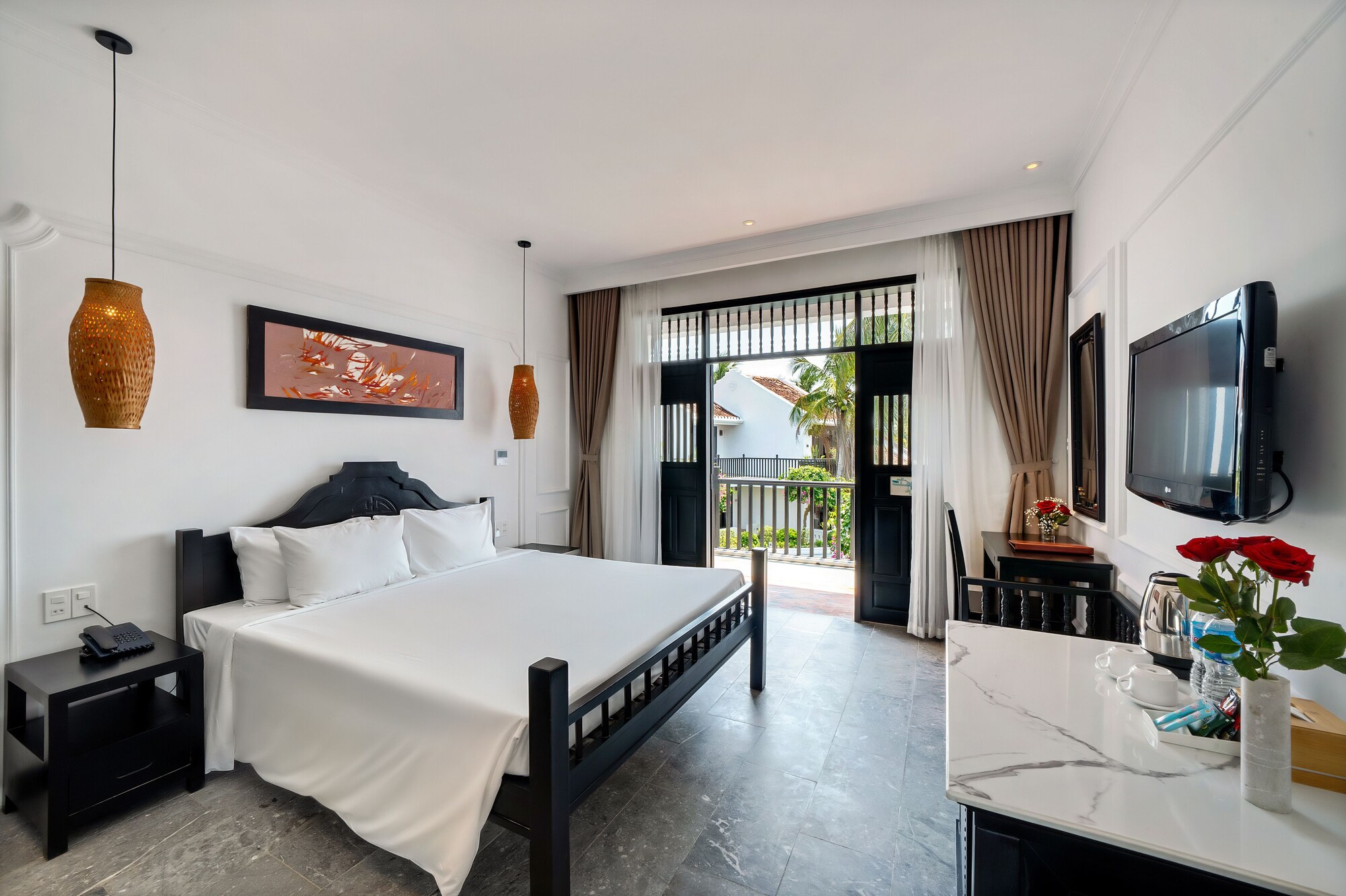 غرفة ديلوكس بسرير كينج بإطلالة على المسبح، Hoi An Coco River Resort Spa 4/9