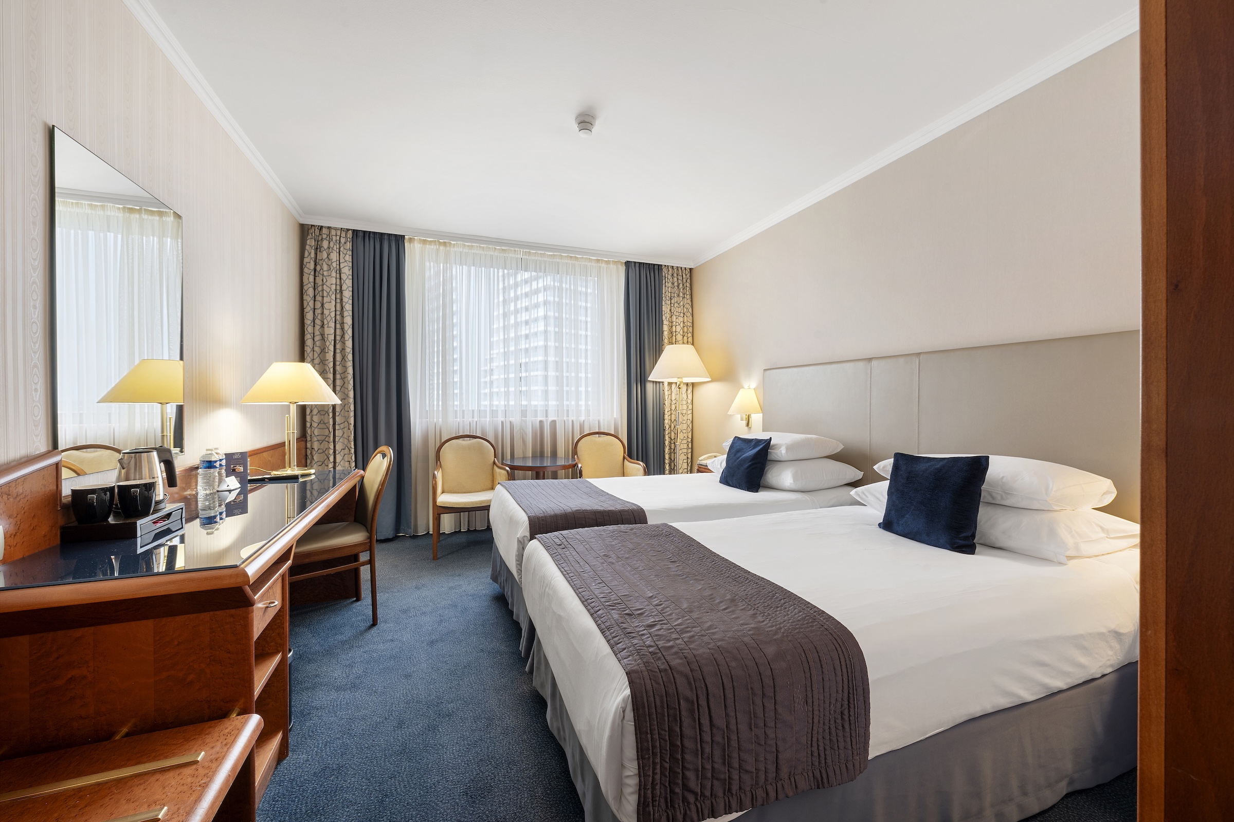 غرفة بريميوم بسريرين منفصلين بإطلالة