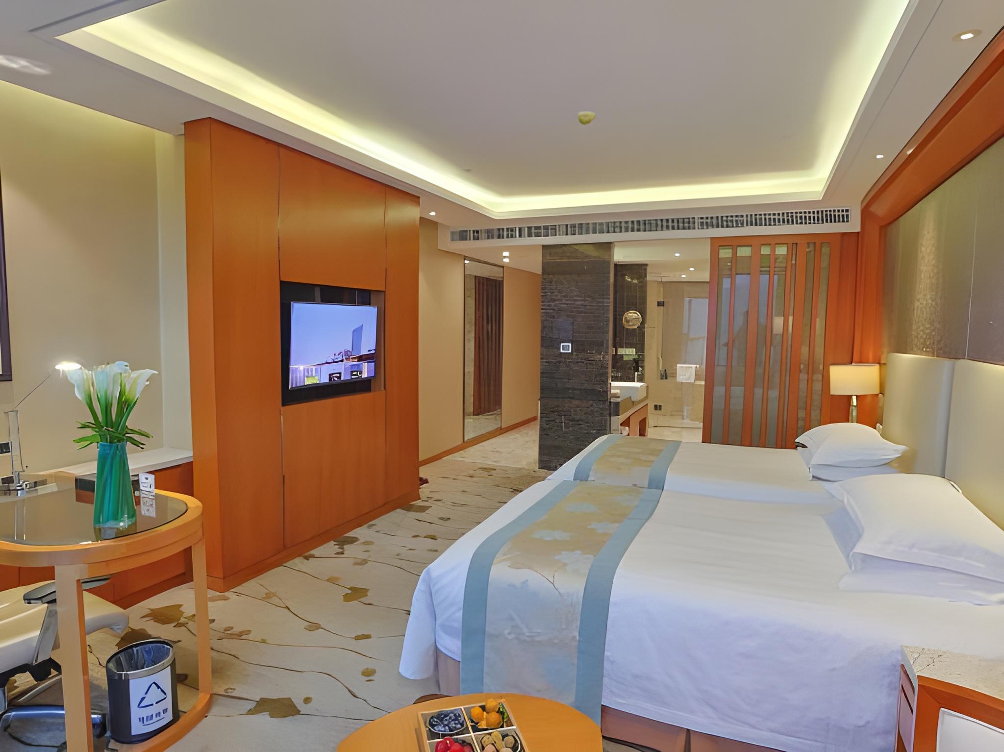 غرفة بزنس بسريرين مزدوجين بإطلالة على النهر، Yiwu Shangcheng Hotel 2/2