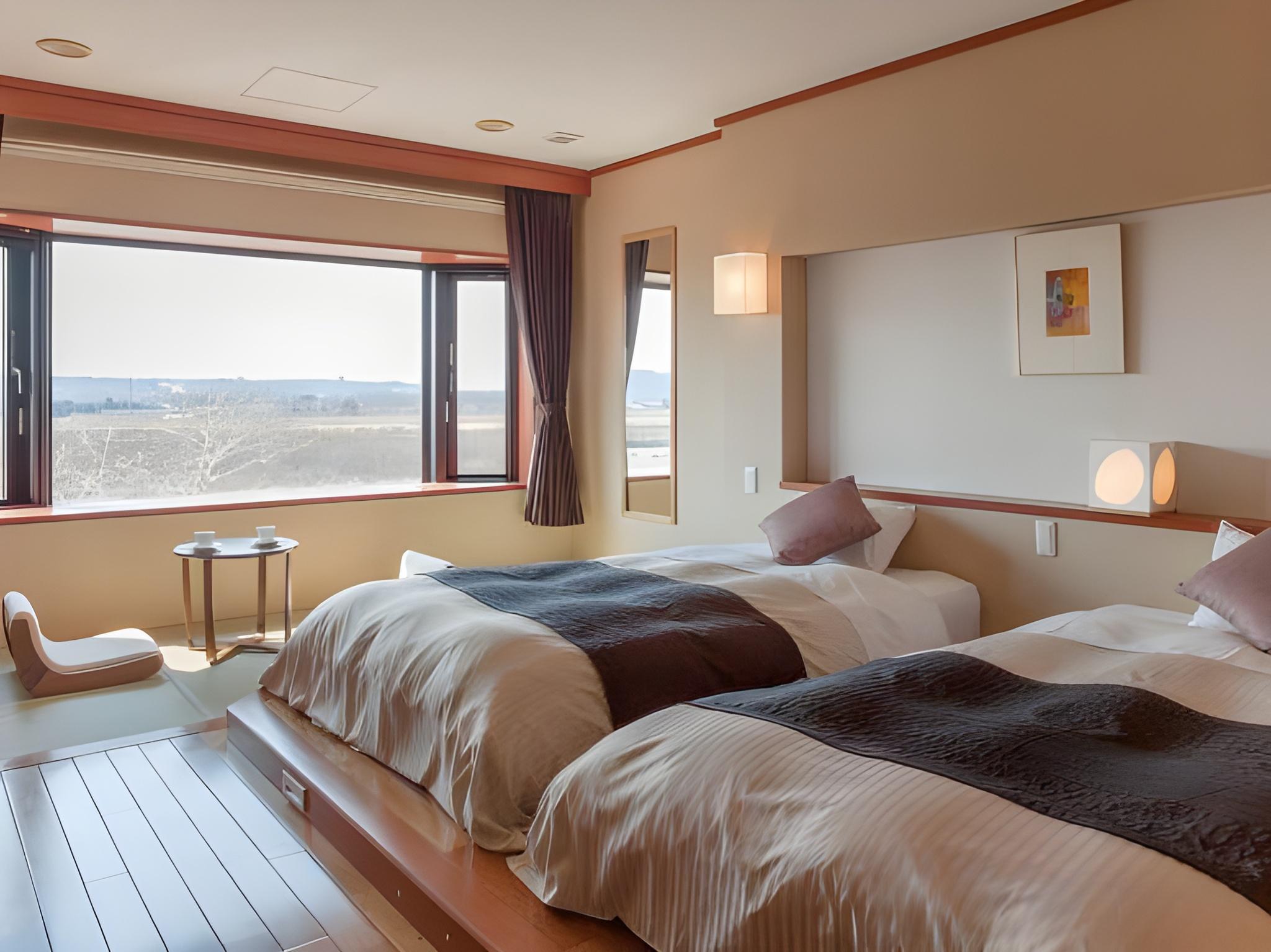 Semi Room, Connecting, Japanese Western, Modern, 2 Semi Double Beds, Riverside, Annex