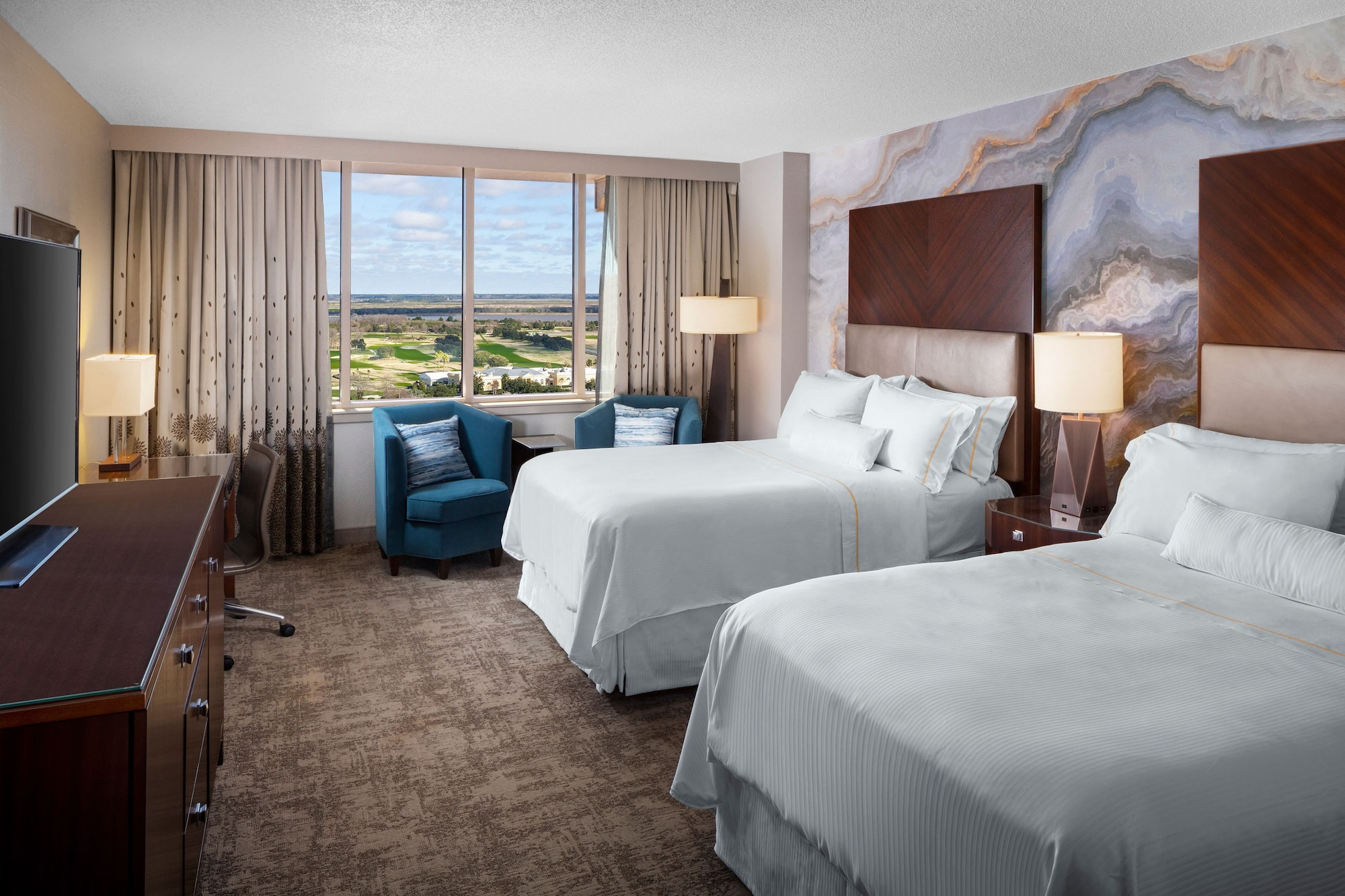 Room, 2 Double Beds, Golf Course View