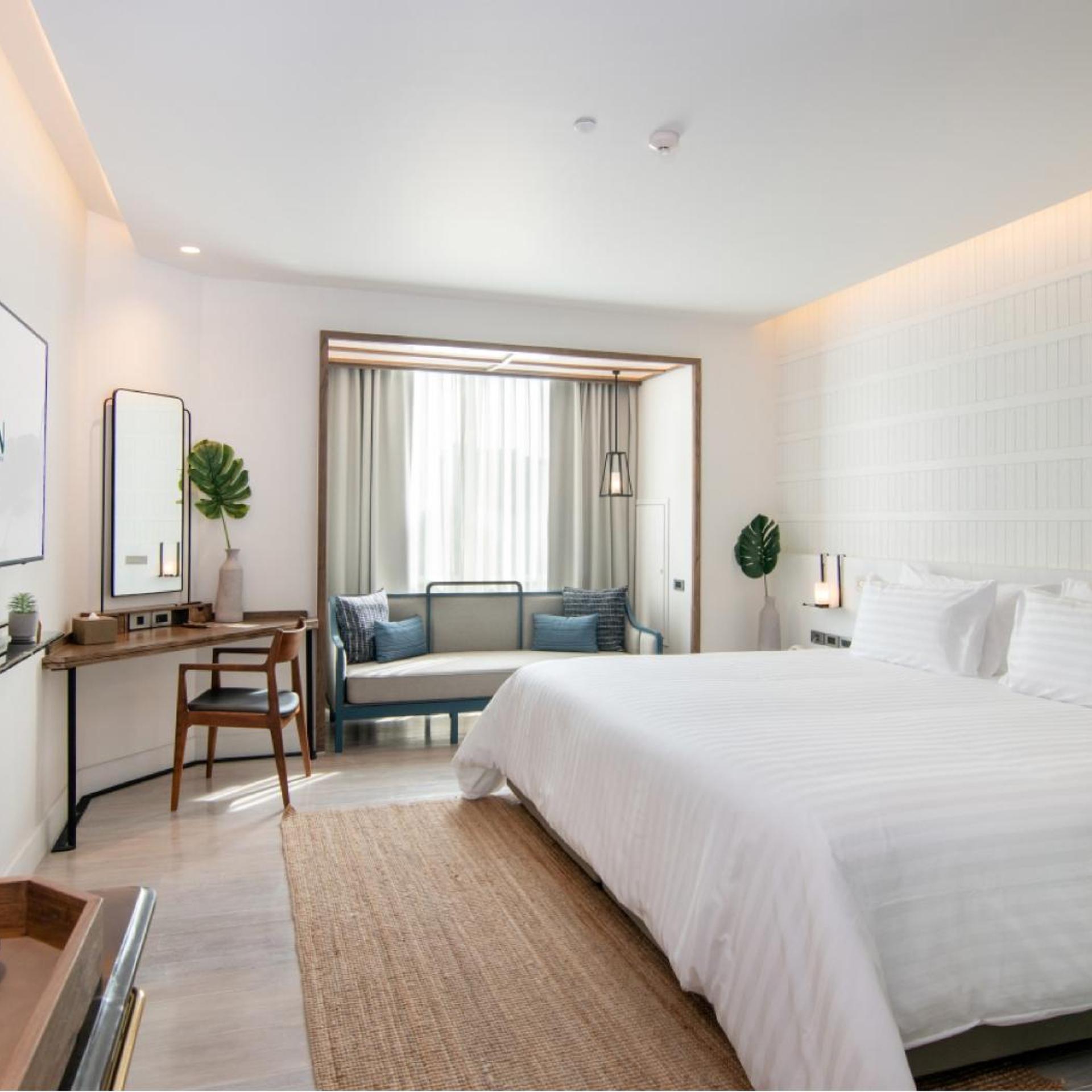 White, Serene, Double Bed