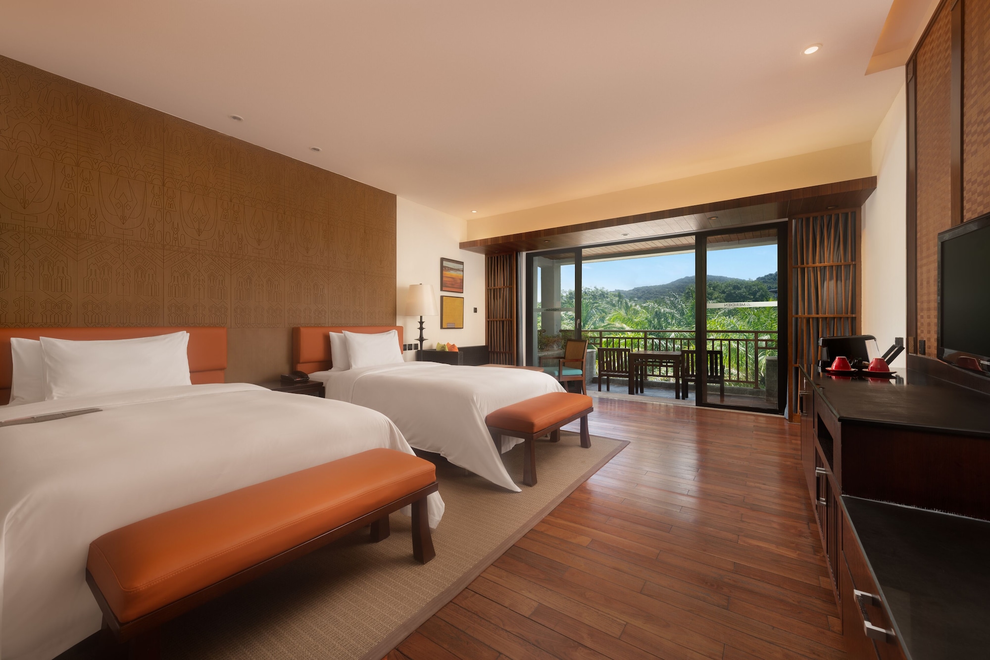 غرفة بسريرين مزدوجين بإطلالة على الحديقة بشرفة، Le Meridien Shimei Bay Beach Resort & Spa 6/10